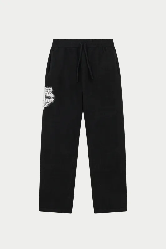 MONOGRAM FLUFFY KNIT JOGGERS - BLACK sold by The Couture Club