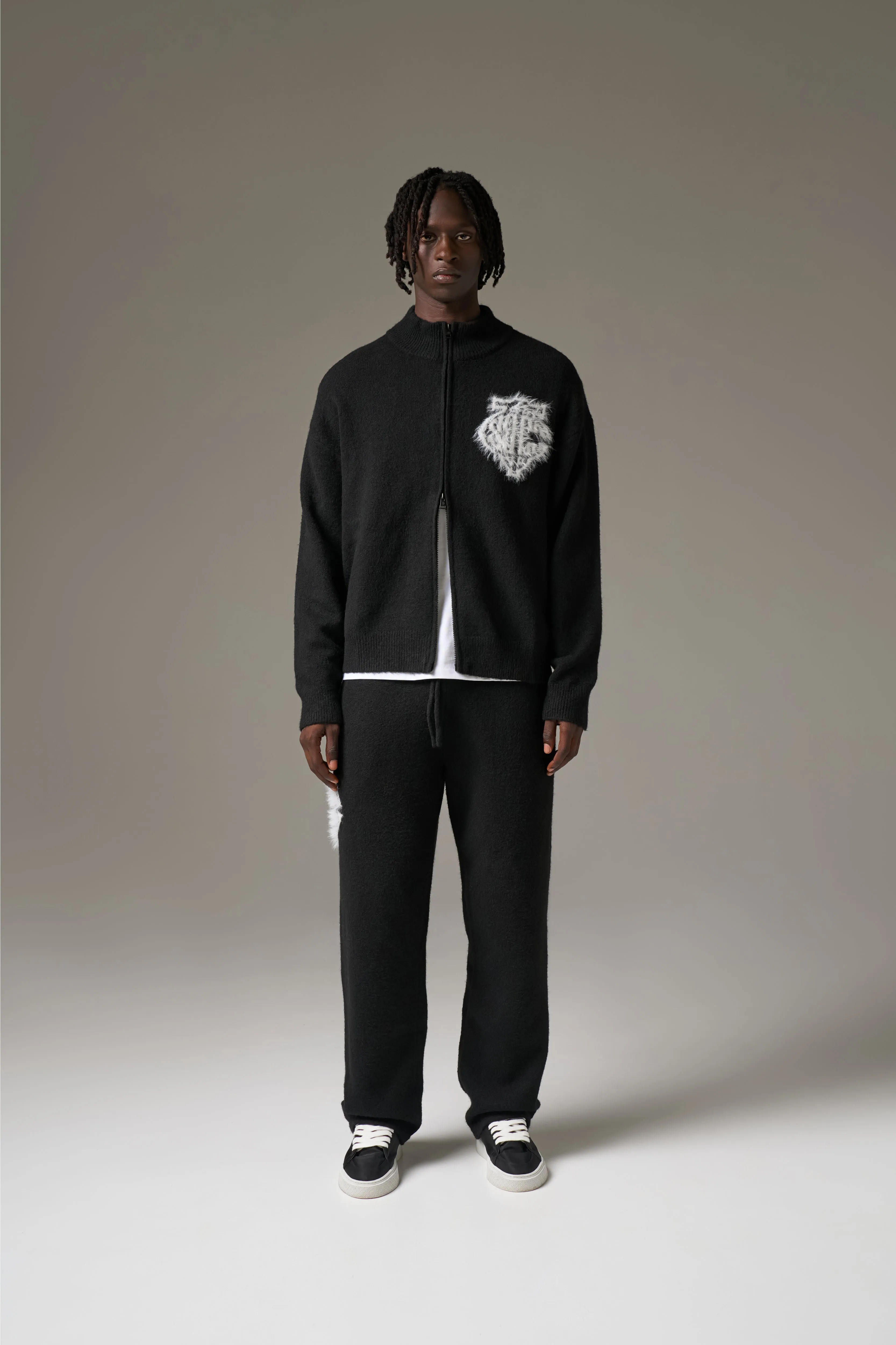 MONOGRAM FLUFFY KNIT ZIP THROUGH - BLACK sold by The Couture Club product image thumbnail 4