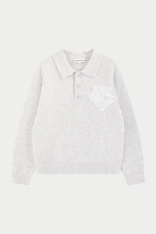 MONOGRAM FLUFFY KNIT POLO - GREY MARL sold by The Couture Club