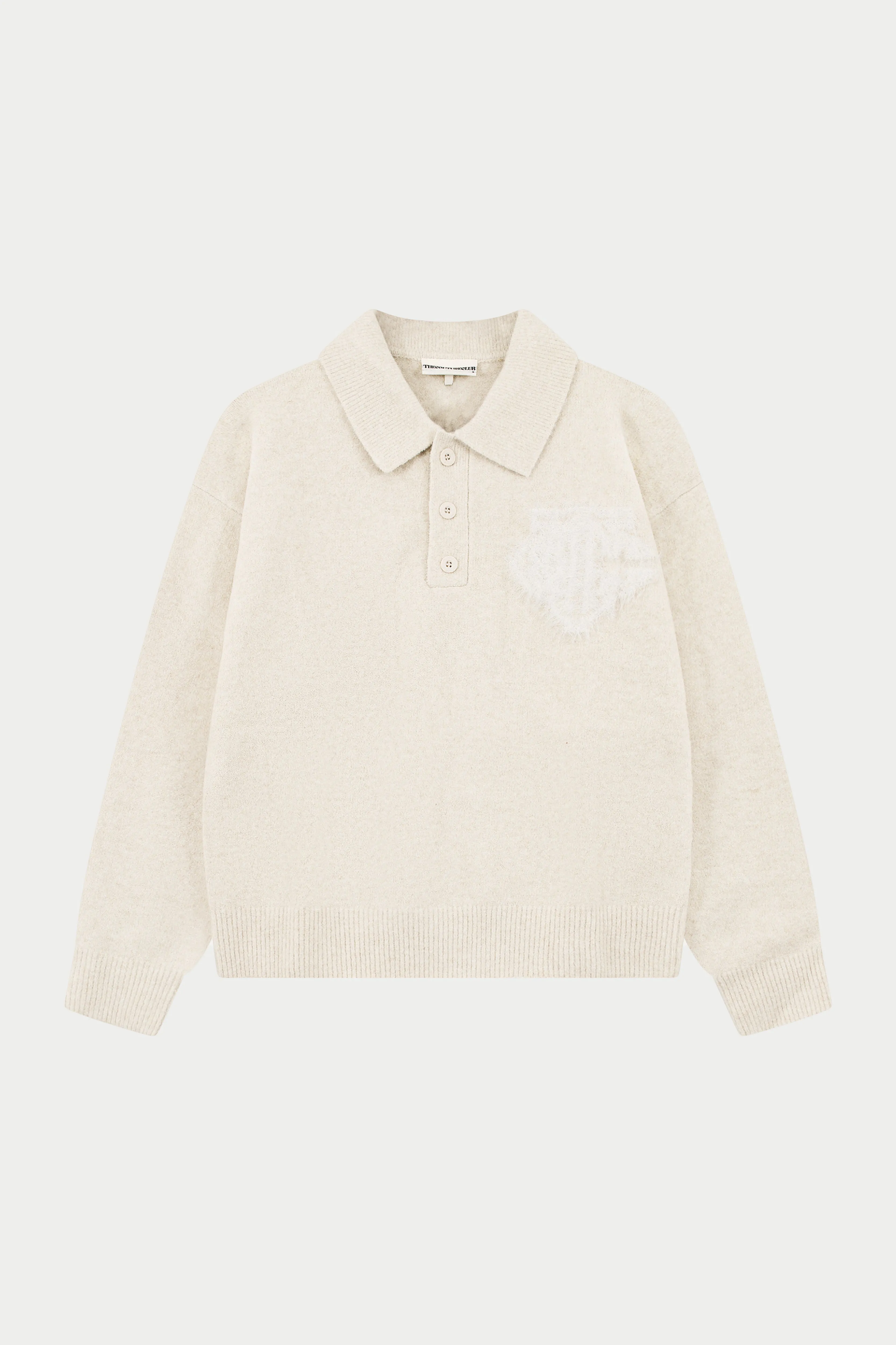 MONOGRAM FLUFFY KNIT POLO - BEIGE sold by The Couture Club