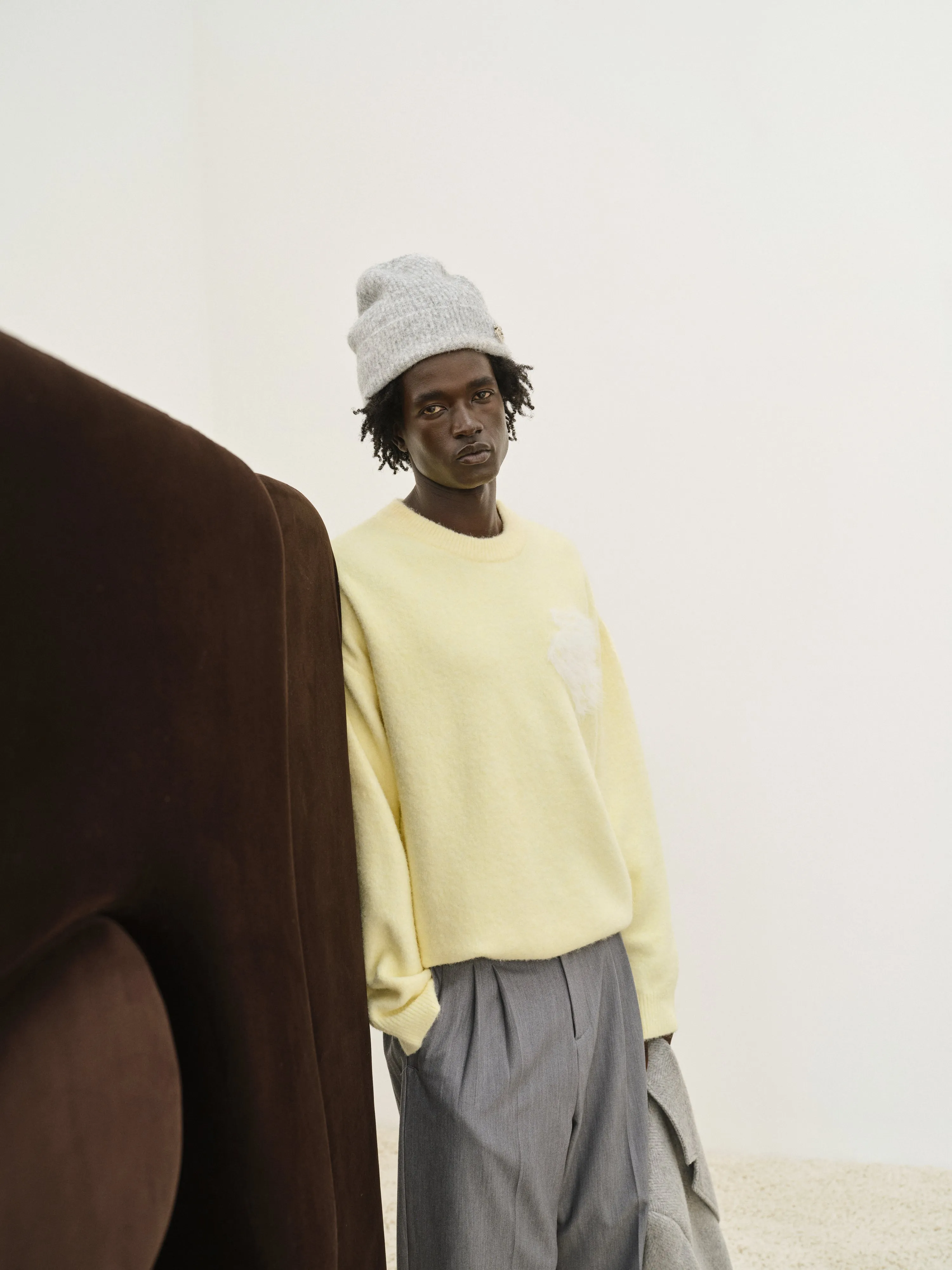 MONOGRAM FLUFFY KNIT CREW - YELLOW sold by The Couture Club product image thumbnail 2