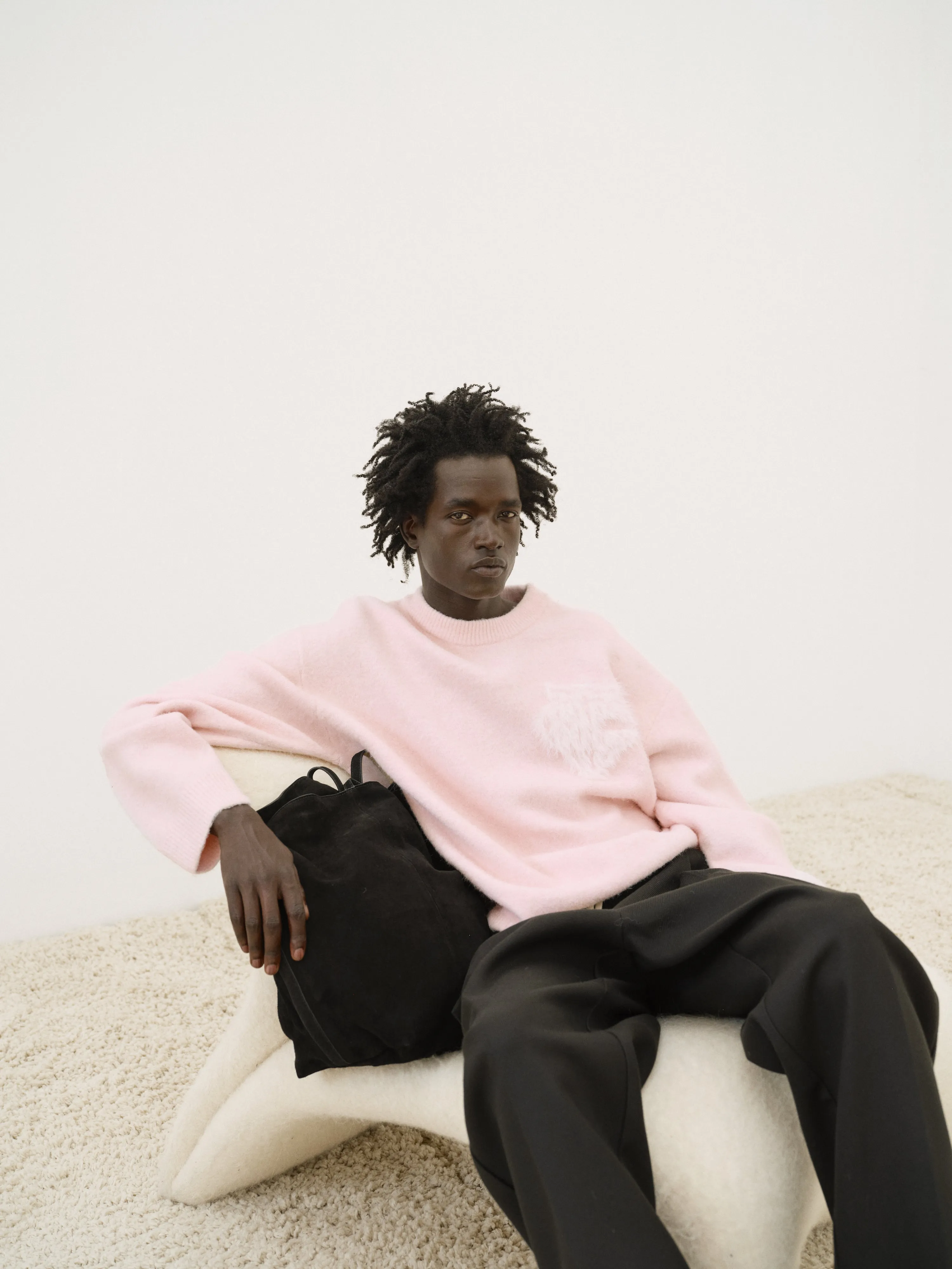 MONOGRAM FLUFFY KNIT CREW - PINK sold by The Couture Club product image thumbnail 2