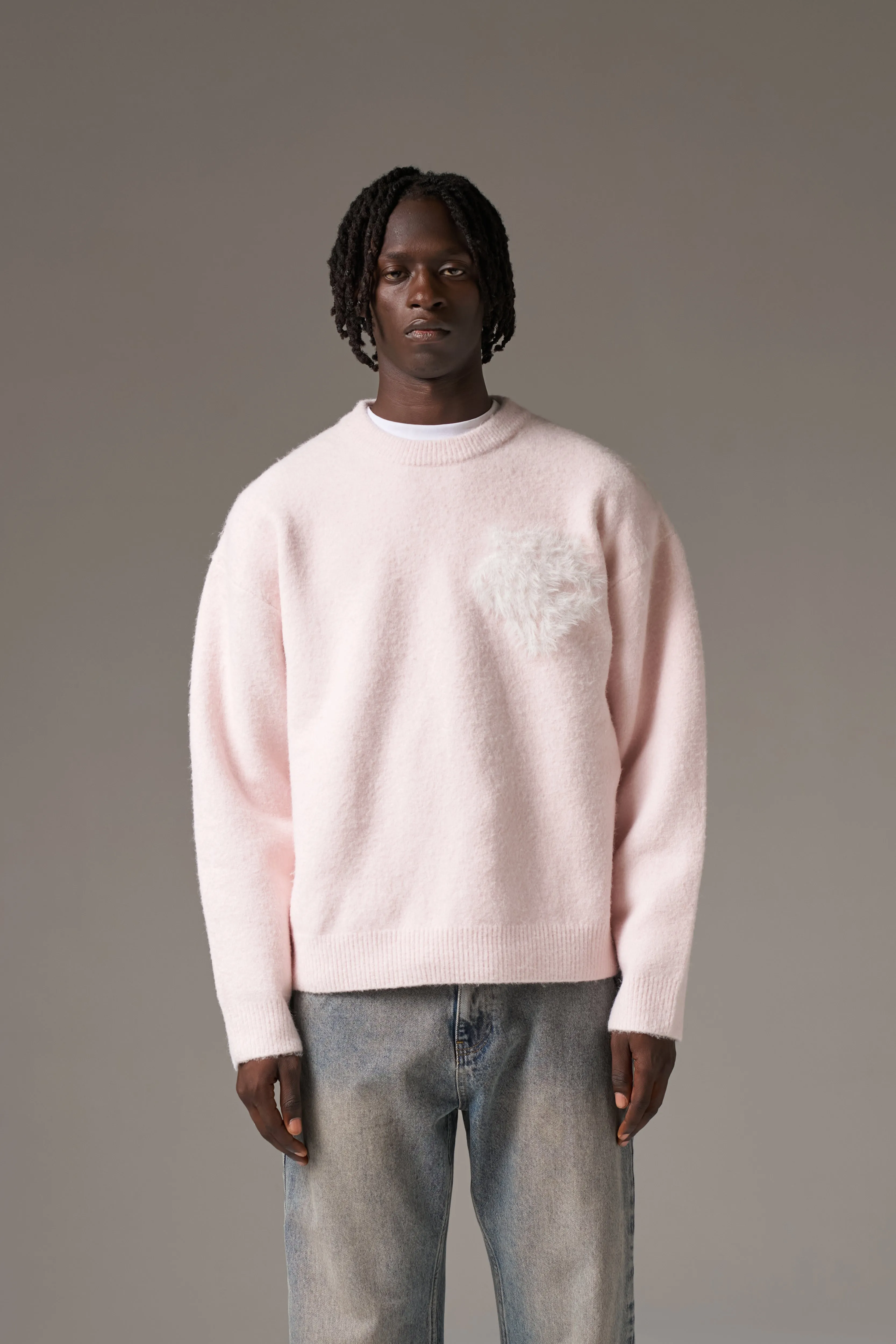 MONOGRAM FLUFFY KNIT CREW - PINK sold by The Couture Club product image thumbnail 4