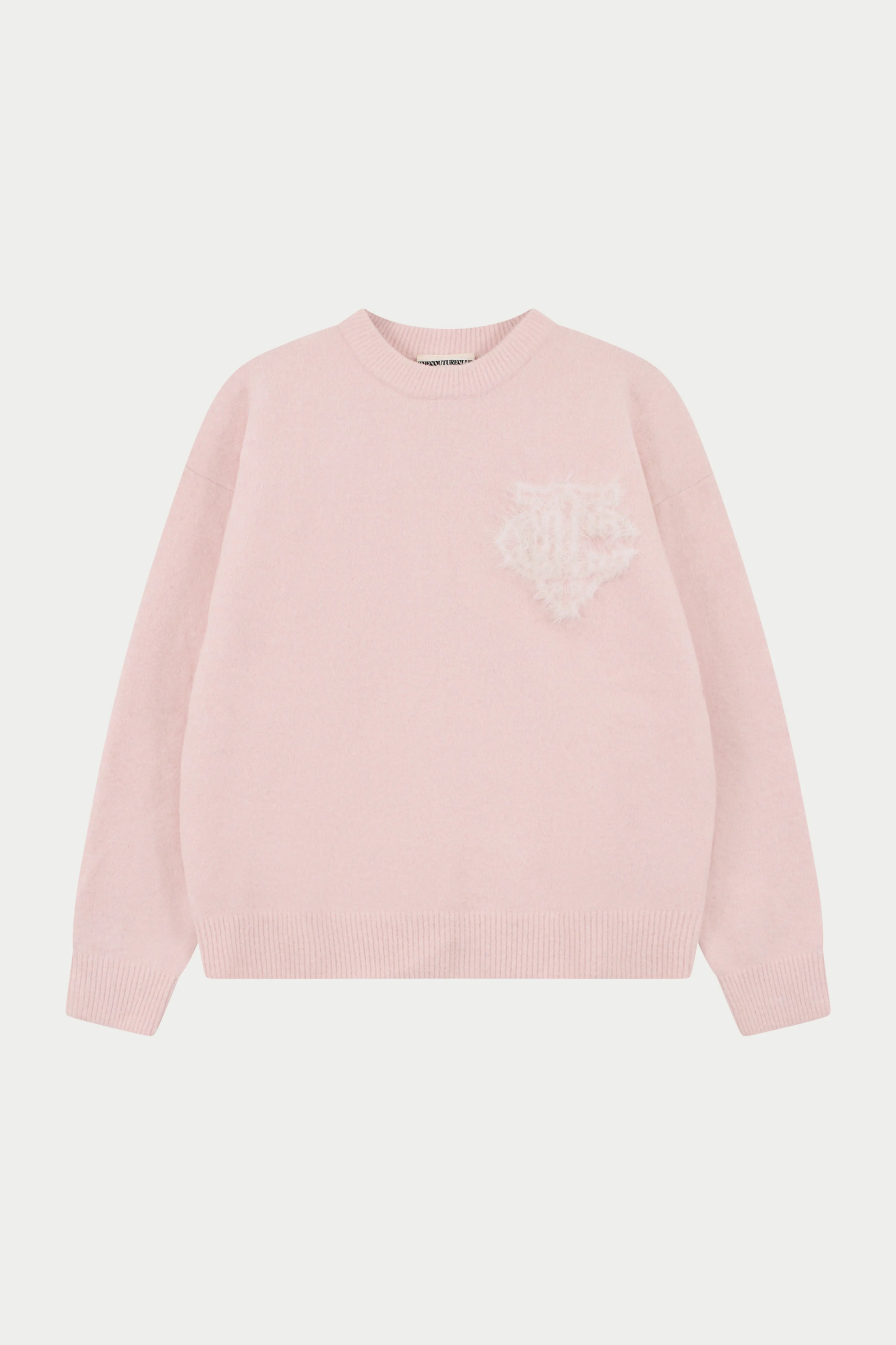 MONOGRAM FLUFFY KNIT CREW - PINK sold by The Couture Club