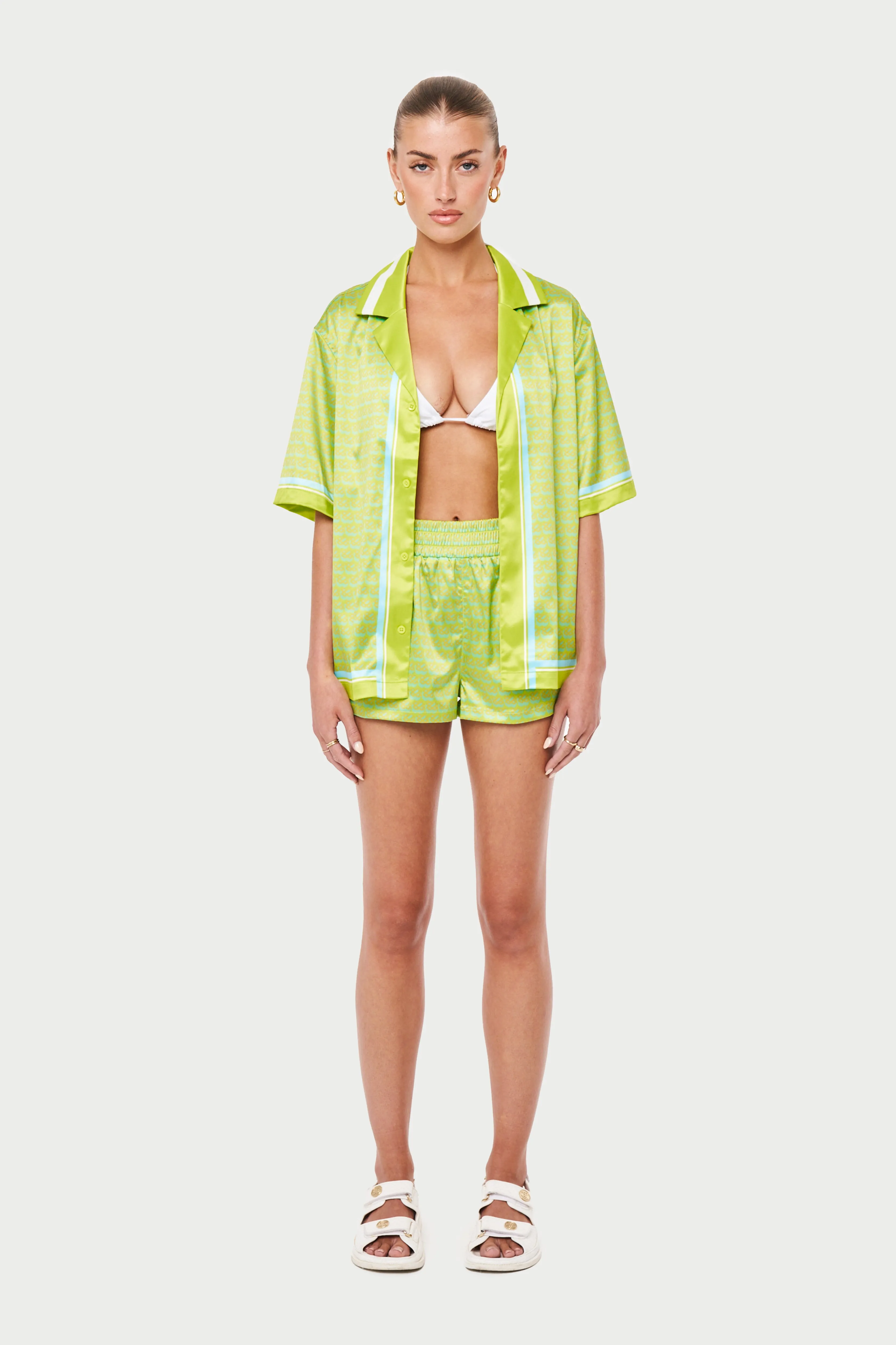 EMBLEM PRINTED RESORT SHIRT - YELLOW sold by The Couture Club product image thumbnail 3