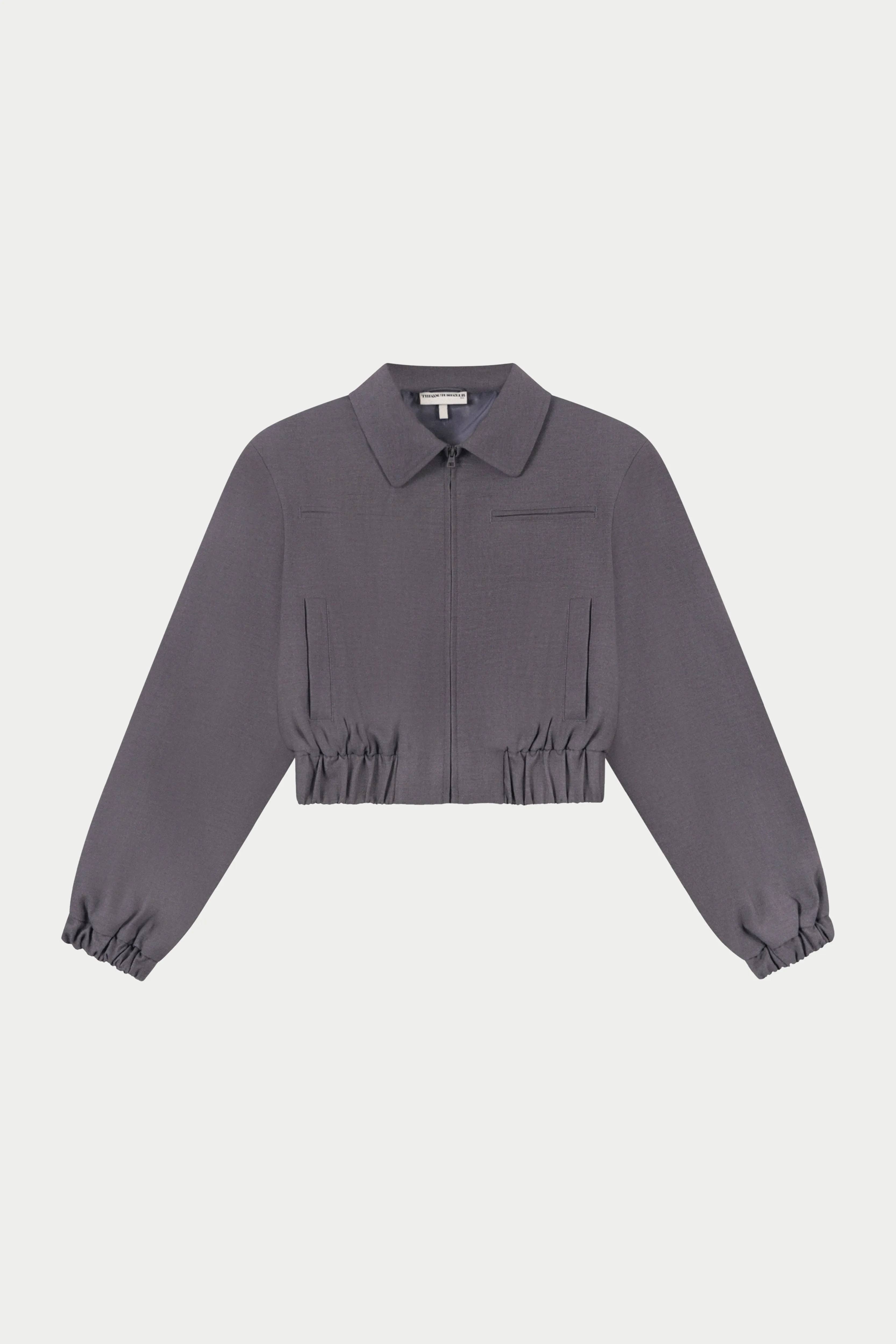 TAILORED SHOULDER PADDED BOMBER JACKET - GREY sold by The Couture Club