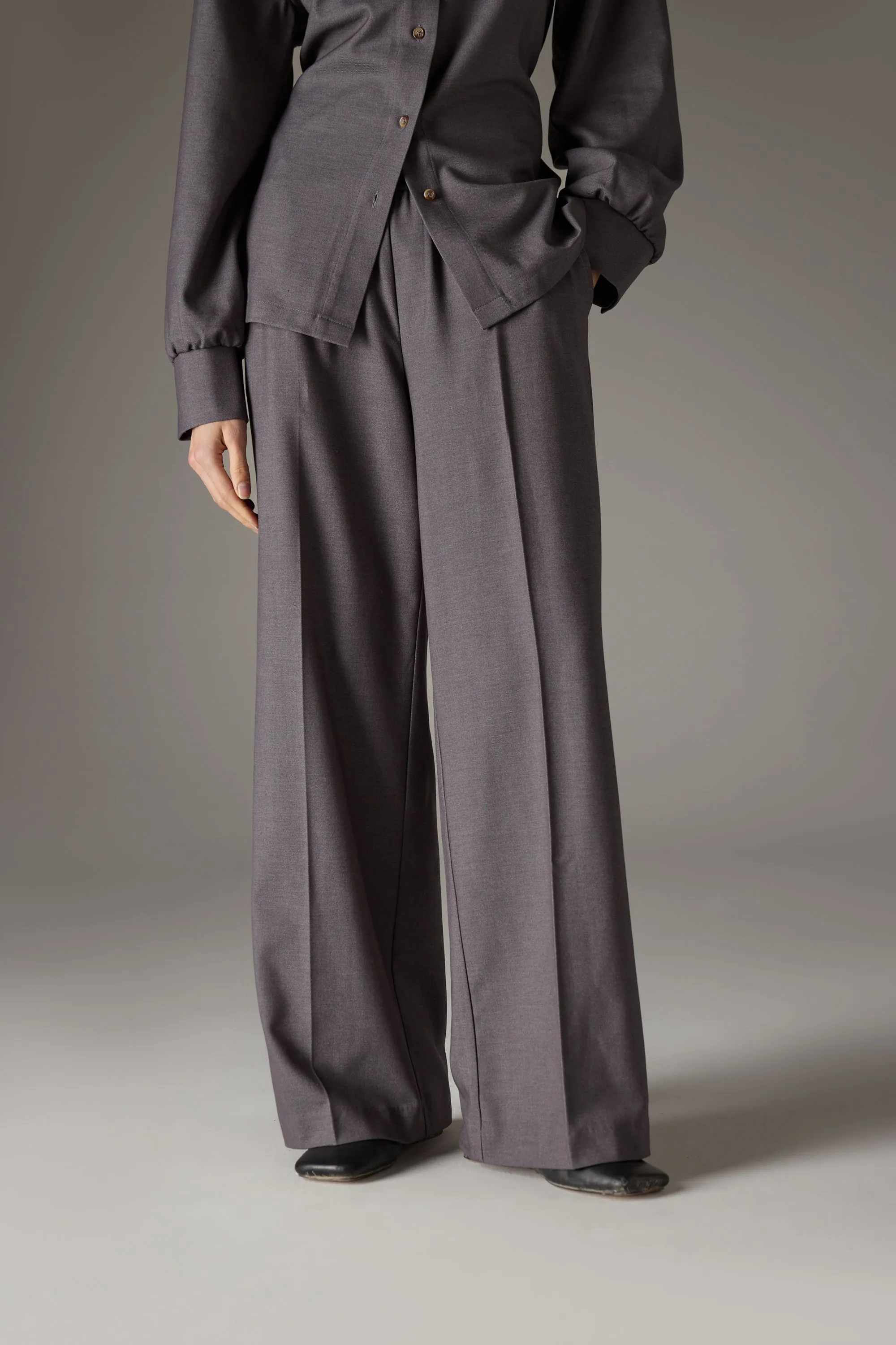 TAILORED WAISTBAND DETAIL TROUSERS - GREY sold by The Couture Club product image thumbnail 3