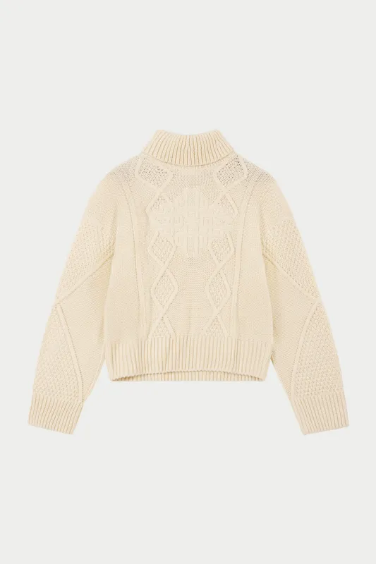 ROLL NECK EMBLEM JUMPER - CREAM sold by The Couture Club