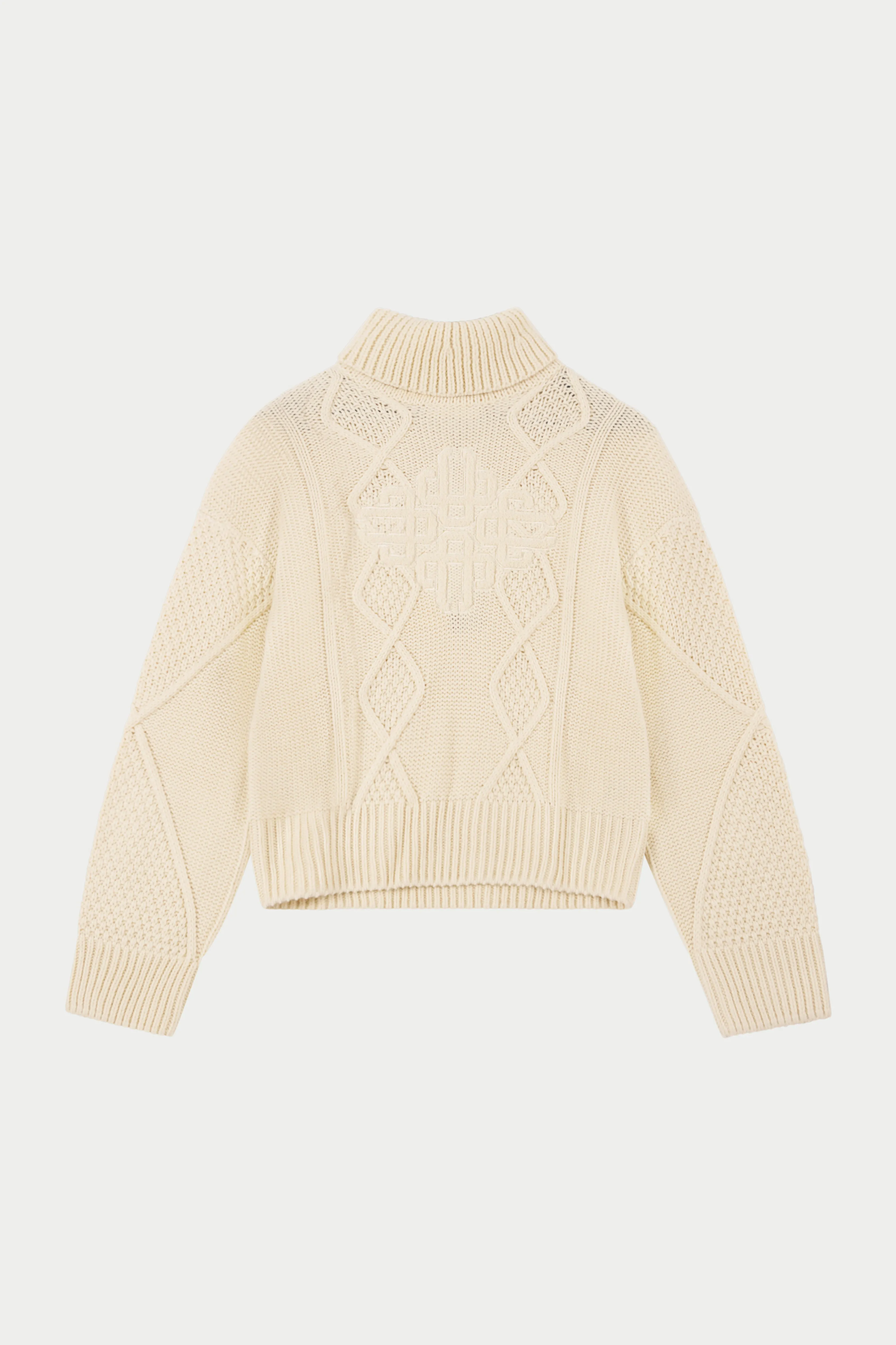 ROLL NECK EMBLEM JUMPER - CREAM sold by The Couture Club