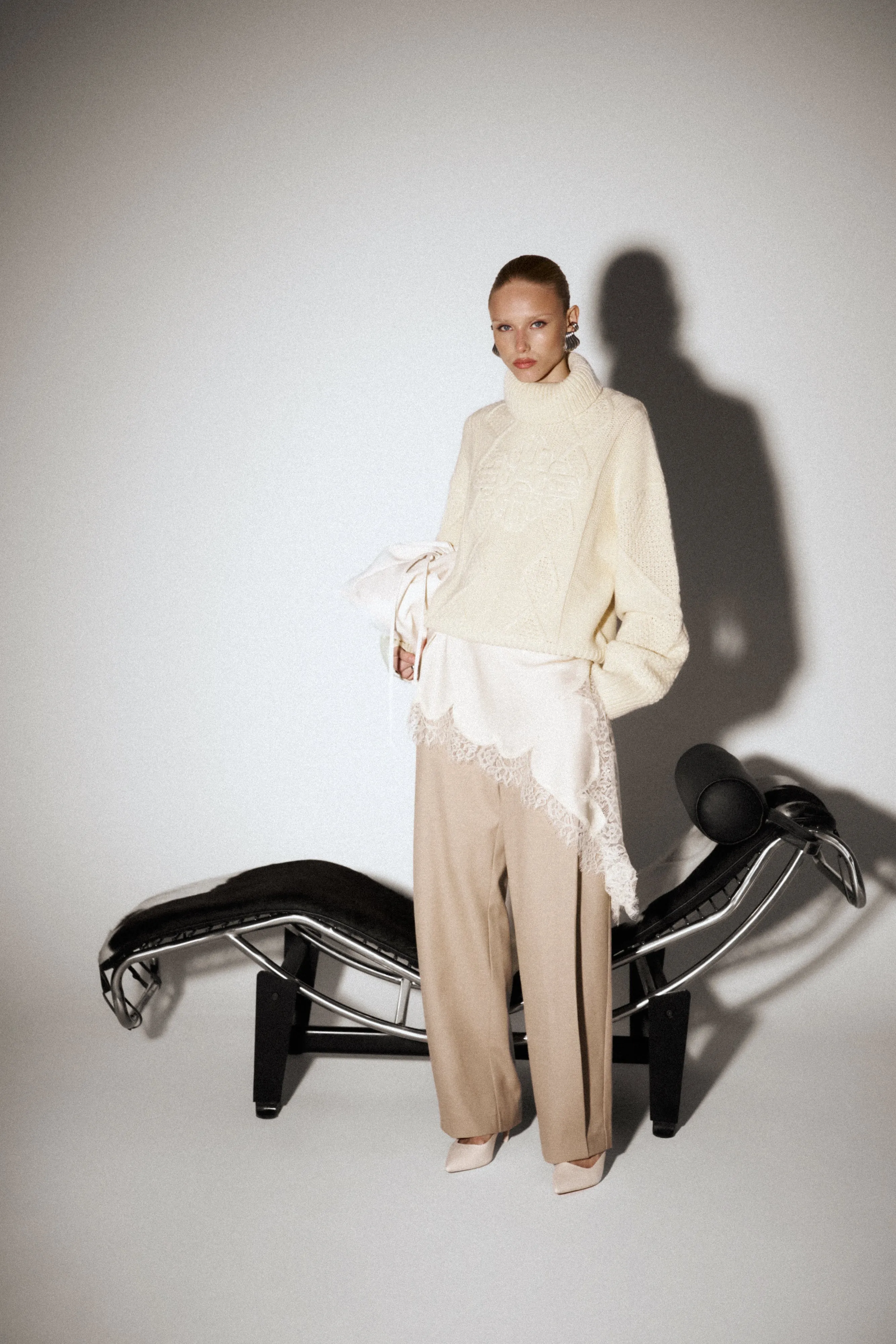 ROLL NECK EMBLEM JUMPER - CREAM sold by The Couture Club product image thumbnail 4