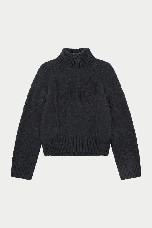 ROLL NECK EMBLEM JUMPER - CHARCOAL sold by The Couture Club