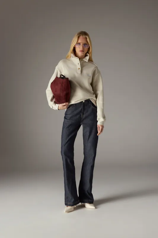 EMBLEM EMBROIDERED RUGBY POLO - BONE sold by The Couture Club