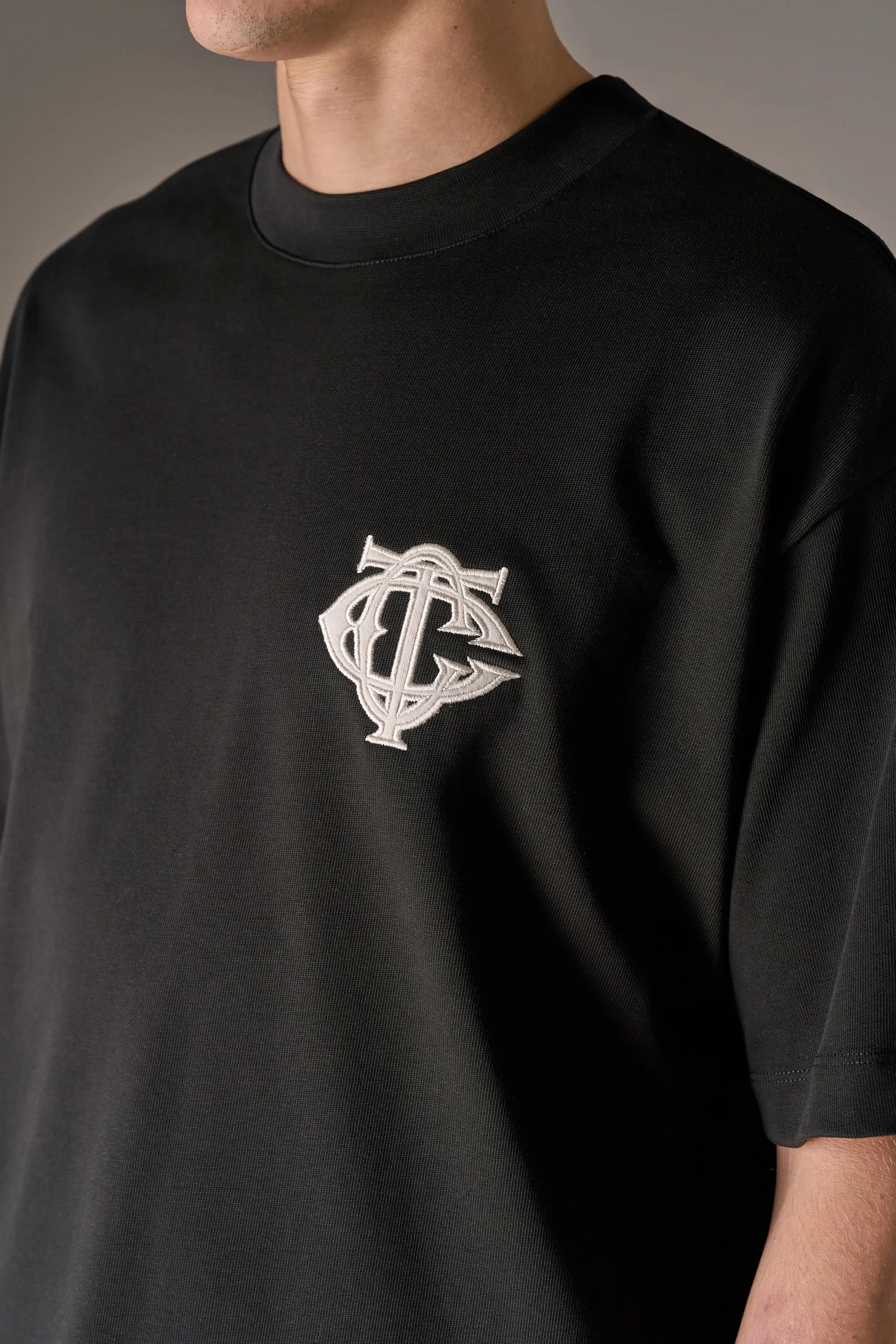 APPLIQUE MONOGRAM EMBLEM T-SHIRT - BLACK sold by The Couture Club product image thumbnail 3