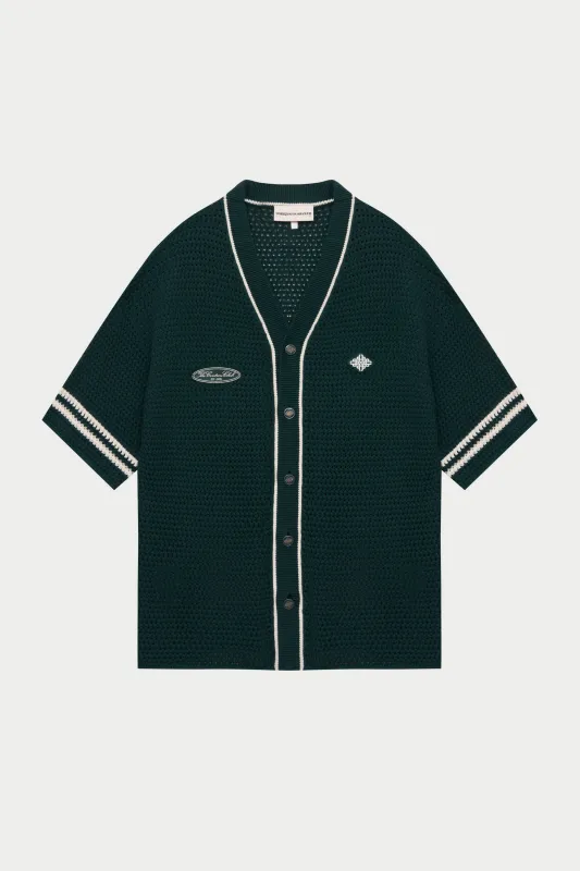 CROCHET KNITTED BASEBALL SHIRT - GREEN sold by The Couture Club
