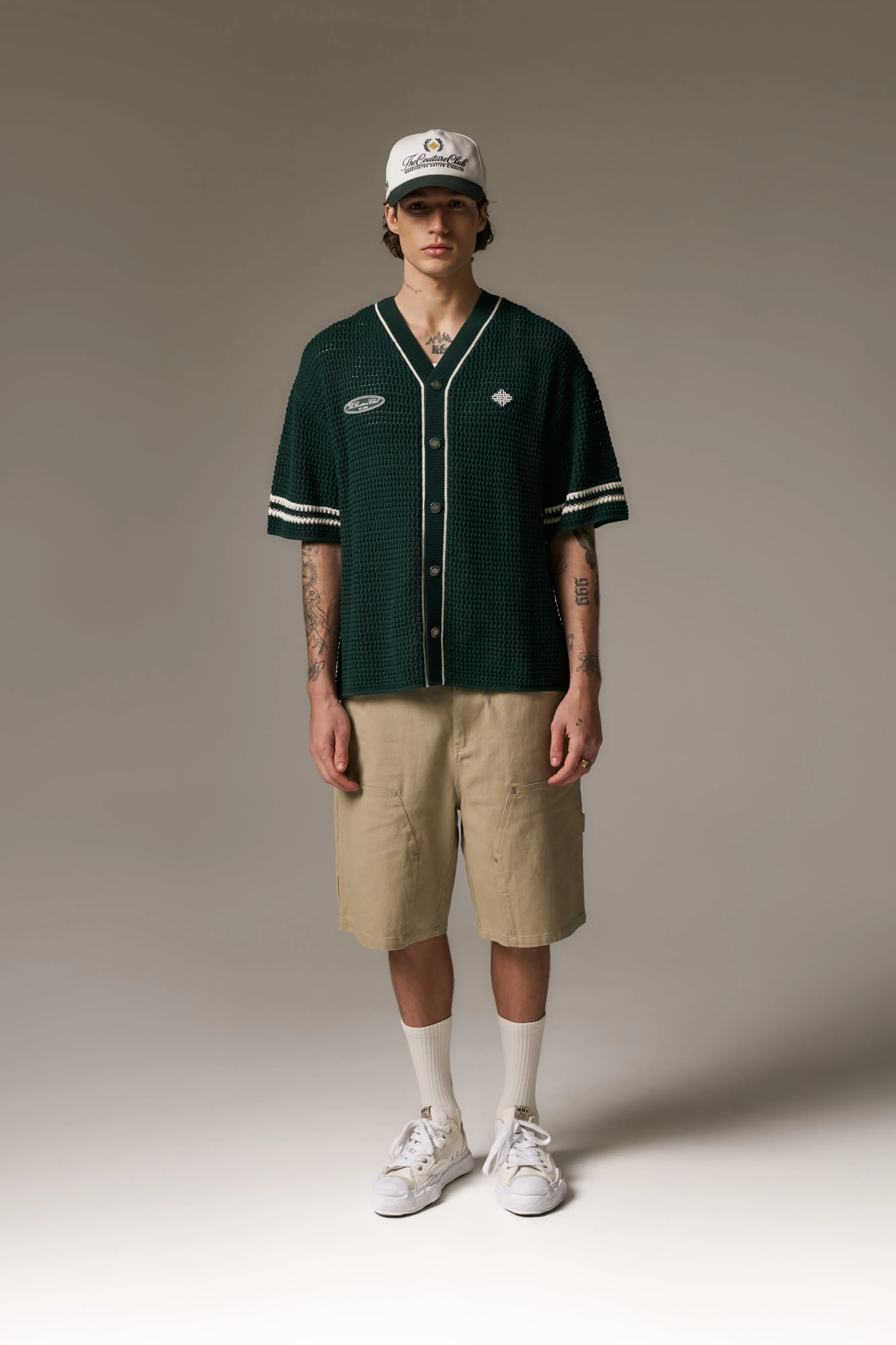 CROCHET KNITTED BASEBALL SHIRT - GREEN sold by The Couture Club product image thumbnail 5