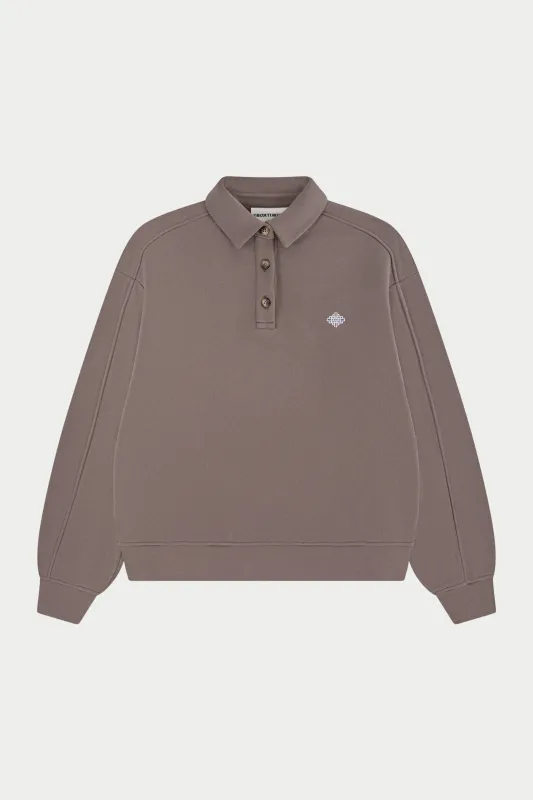 EMBLEM EMBROIDERED RUGBY POLO - COCOA made by The Couture Club