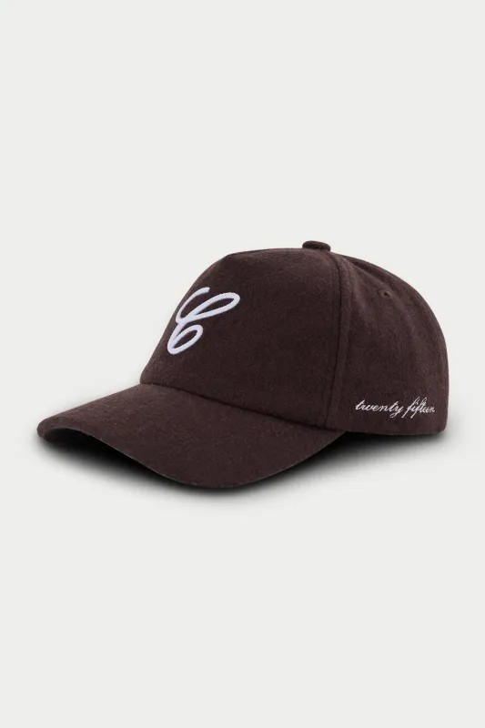 WOOL SCRIPT EMBROIDERED CAP - BROWN sold by The Couture Club
