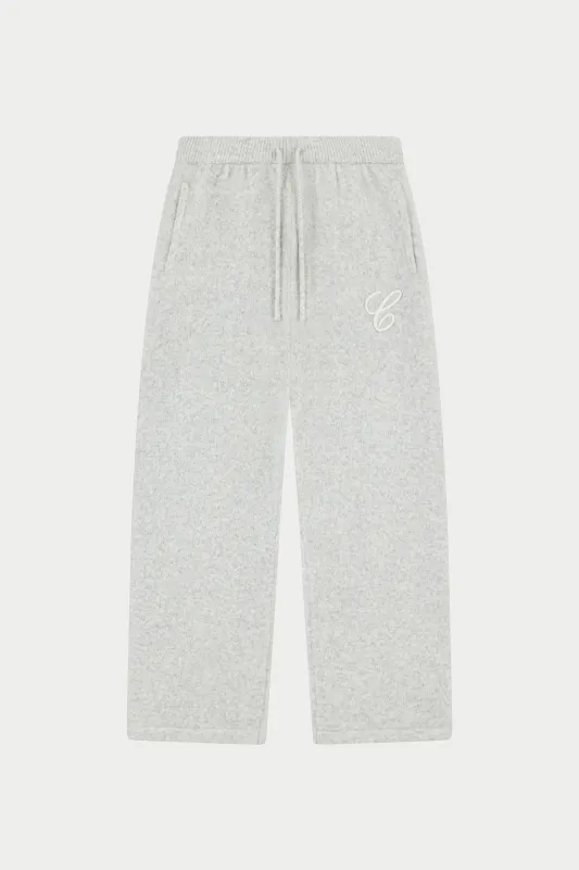 CHAINSTITCH EMBROIDERY KNITTED BARREL LEG JOGGERS - GREY sold by The Couture Club