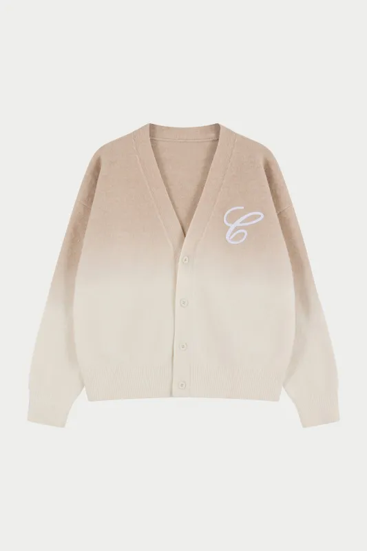 OMBRE KNITTED EMBROIDERY CARDIGAN - BEIGE sold by The Couture Club