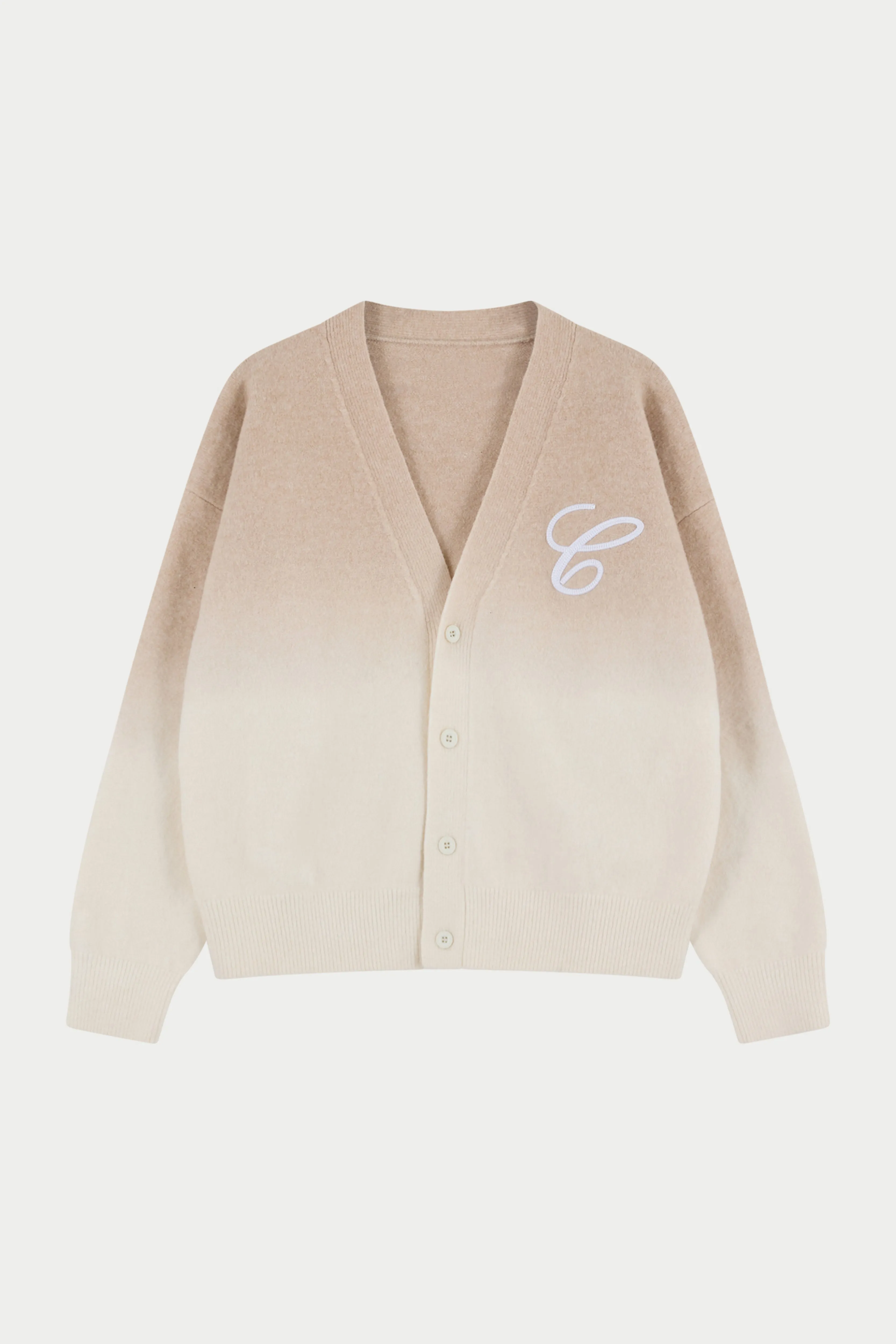 OMBRE KNITTED EMBROIDERY CARDIGAN - BEIGE sold by The Couture Club