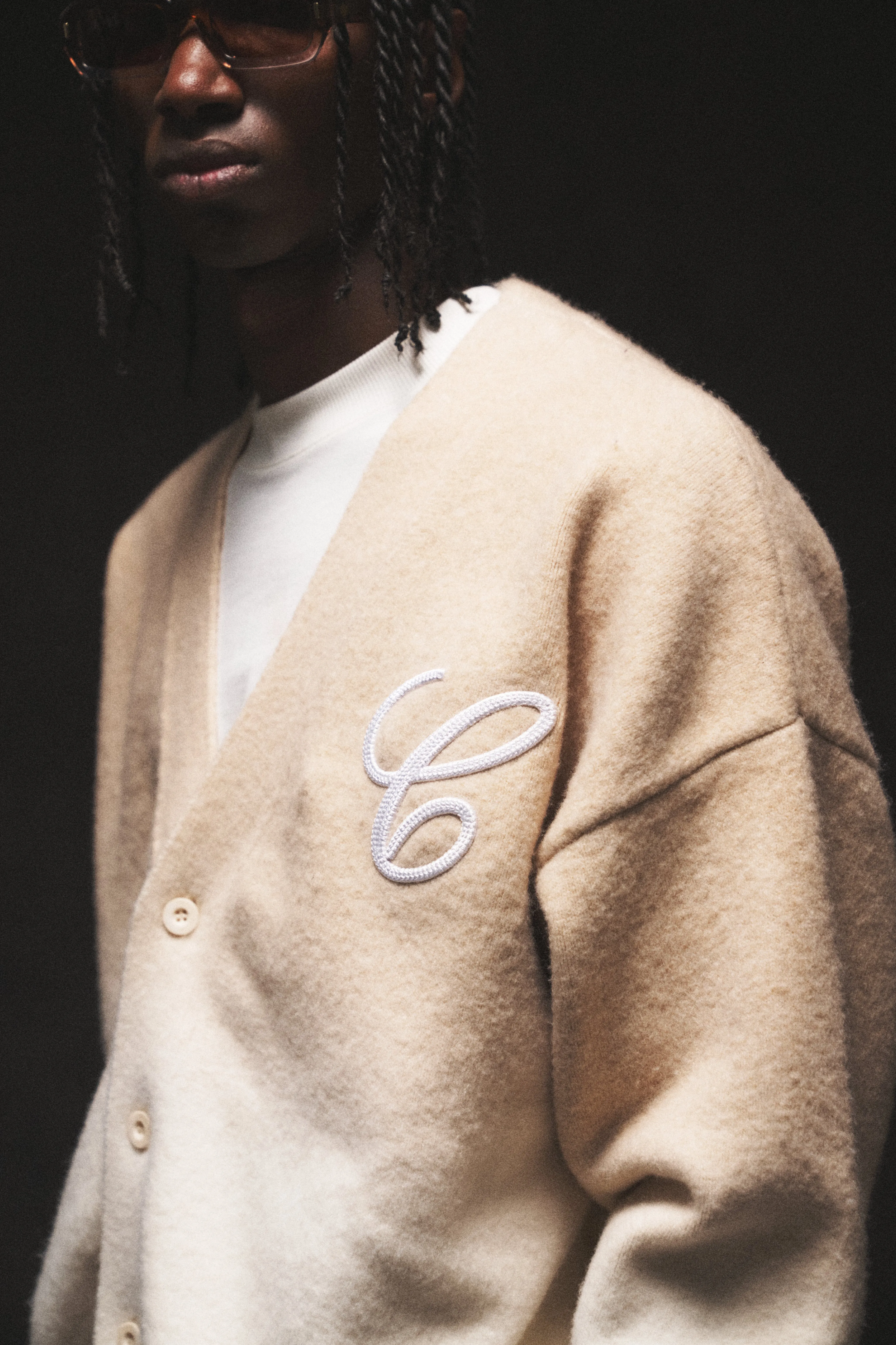 OMBRE KNITTED EMBROIDERY CARDIGAN - BEIGE sold by The Couture Club product image thumbnail 5