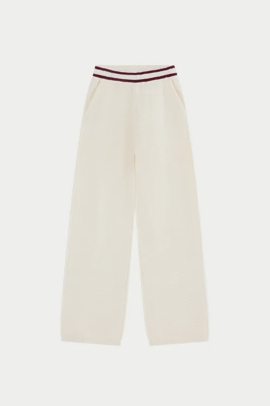 CONTRAST STRIPE KNITTED JOGGERS - OFF WHITE sold by The Couture Club
