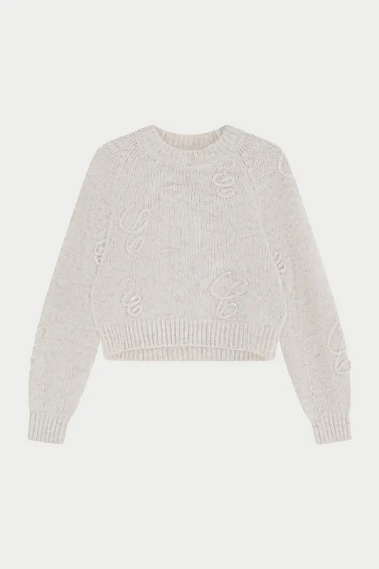 C SCRIPT EMBROIDERED OVERSIZED EMBLEM JUMPER - BEIGE sold by The Couture Club
