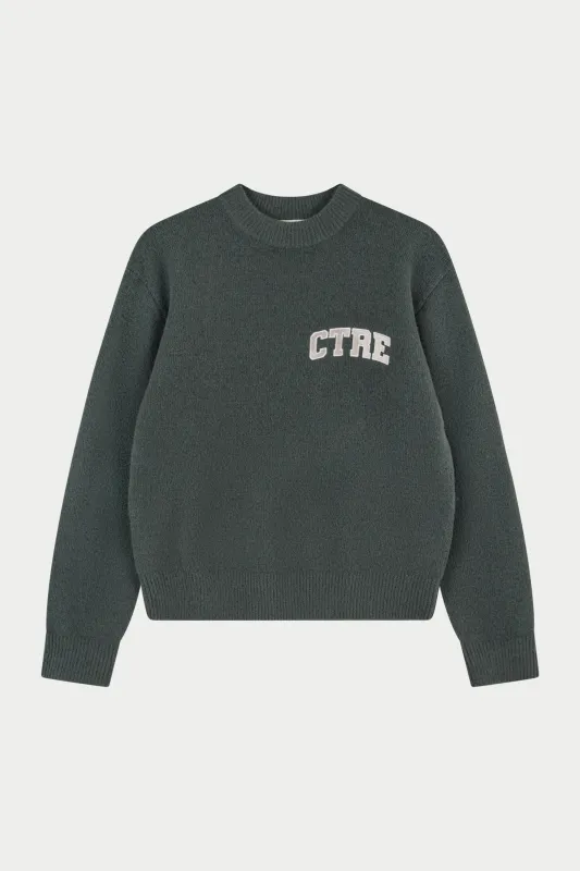 CTRE EMBROIDERED KNIT CREW - KHAKI sold by The Couture Club