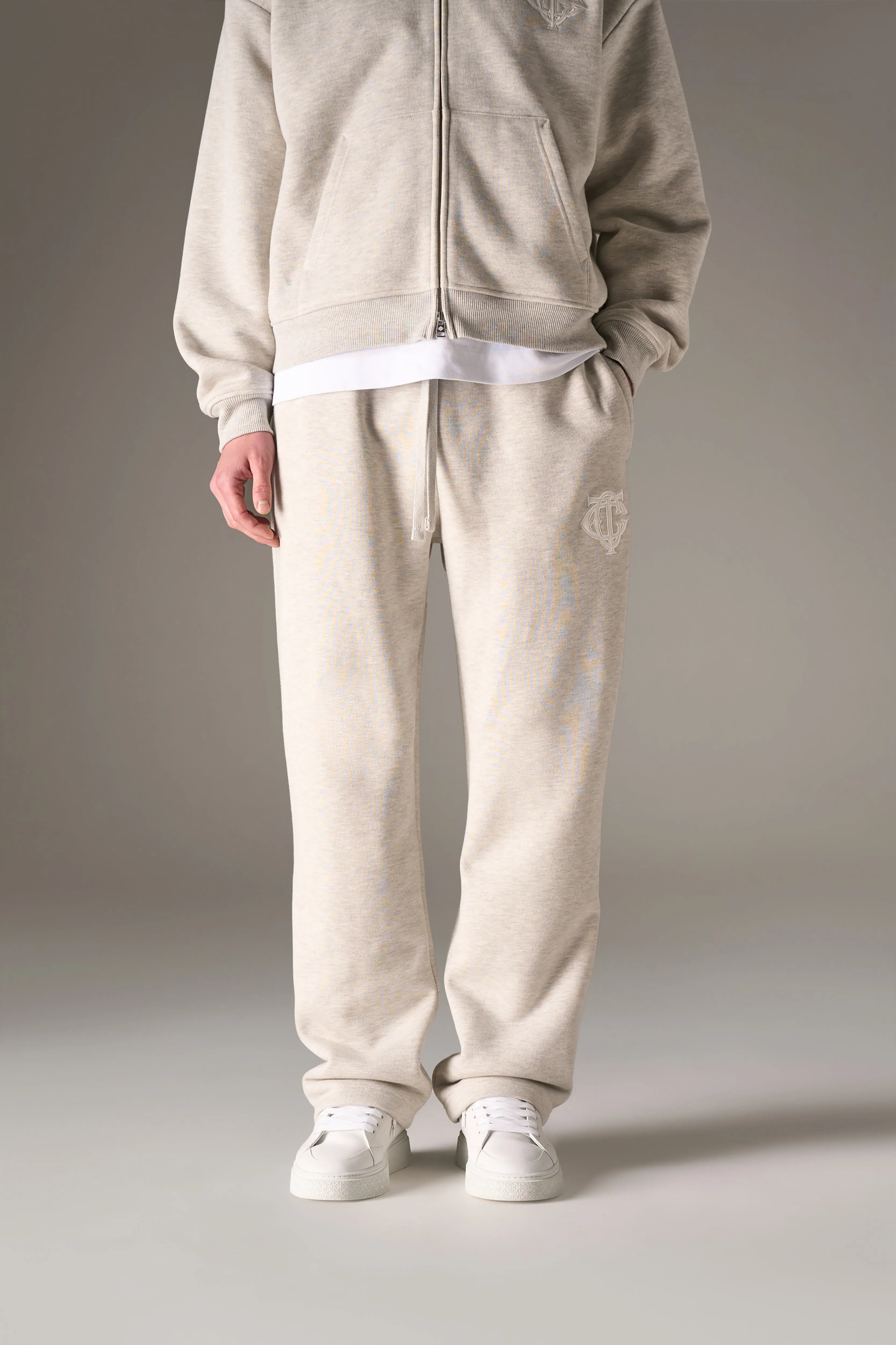 HEAVYWEIGHT MONOGRAM APPLIQUE EMBLEM JOGGERS - GREY MARL sold by The Couture Club product image thumbnail 5