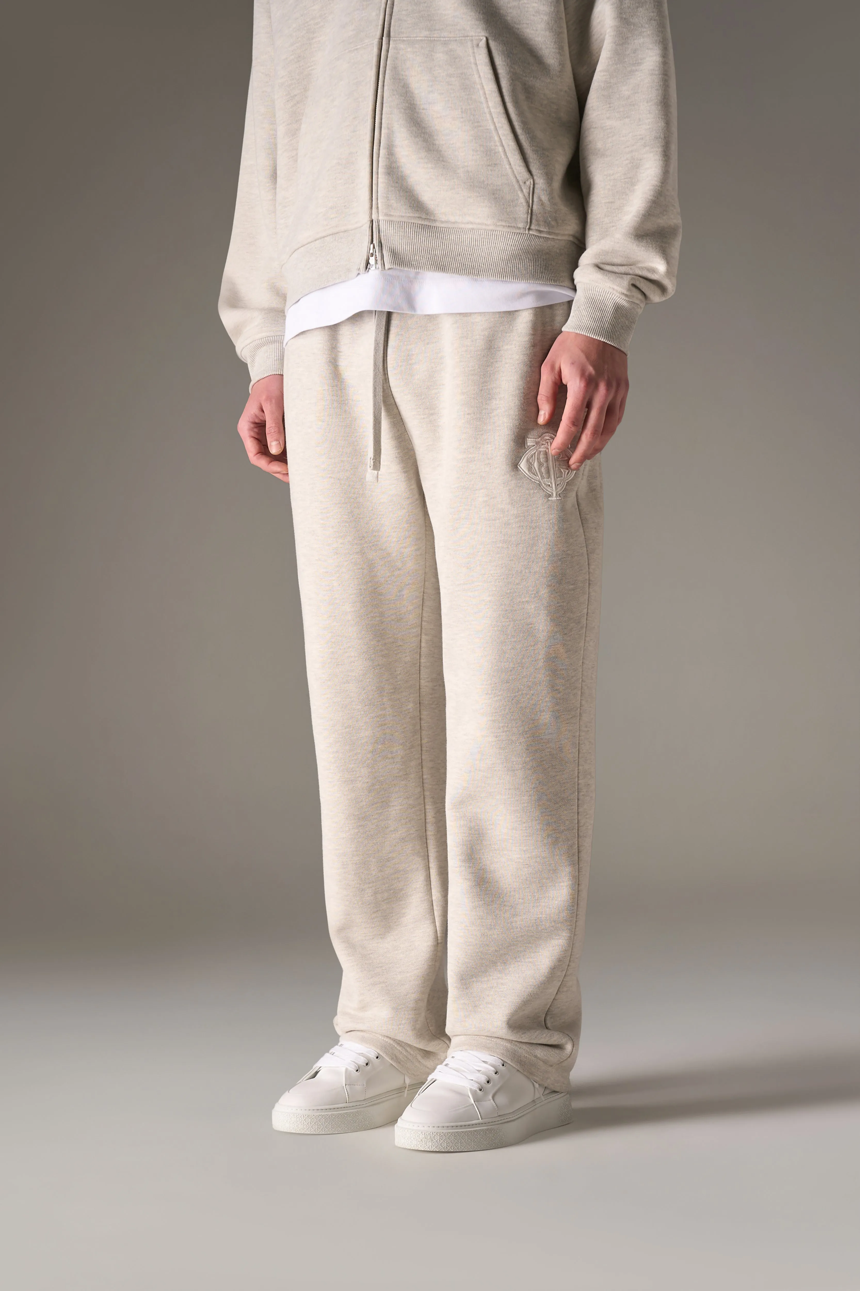 HEAVYWEIGHT MONOGRAM APPLIQUE EMBLEM JOGGERS - GREY MARL sold by The Couture Club product image thumbnail 3