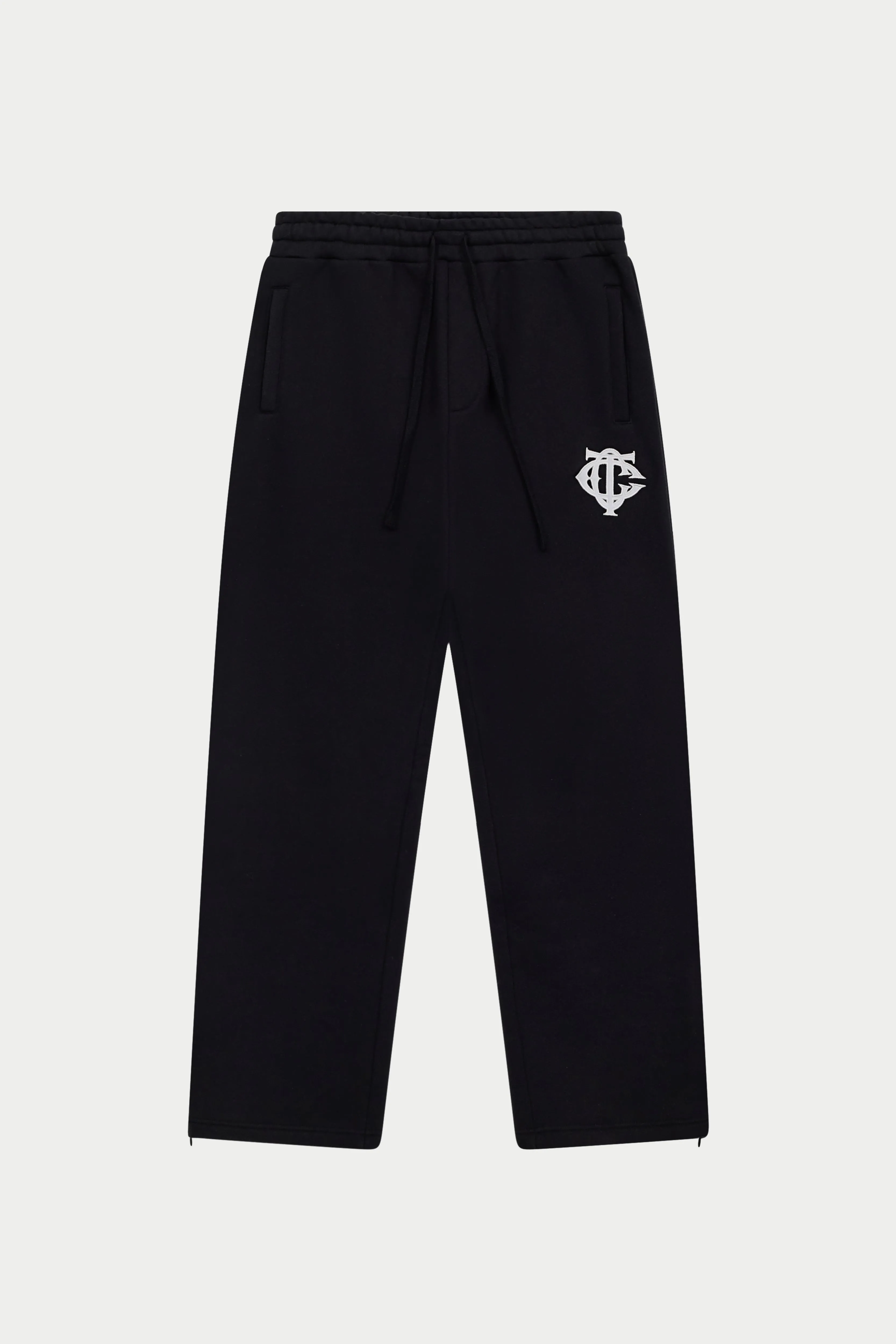 HEAVYWEIGHT MONOGRAM APPLIQUE EMBLEM JOGGERS - BLACK sold by The Couture Club