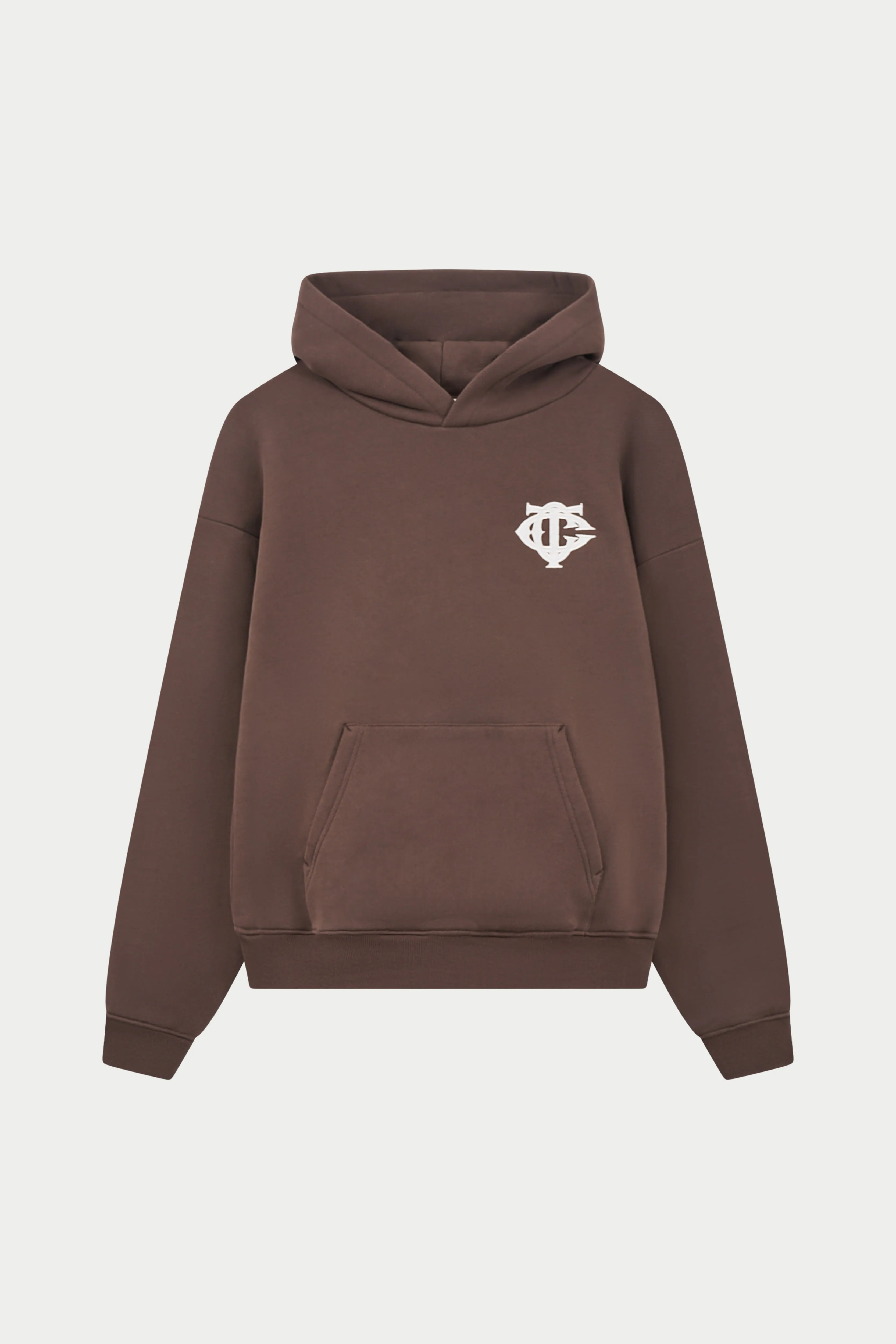 HEAVYWEIGHT MONOGRAM APPLIQUE EMBLEM HOODIE - BROWN sold by The Couture Club