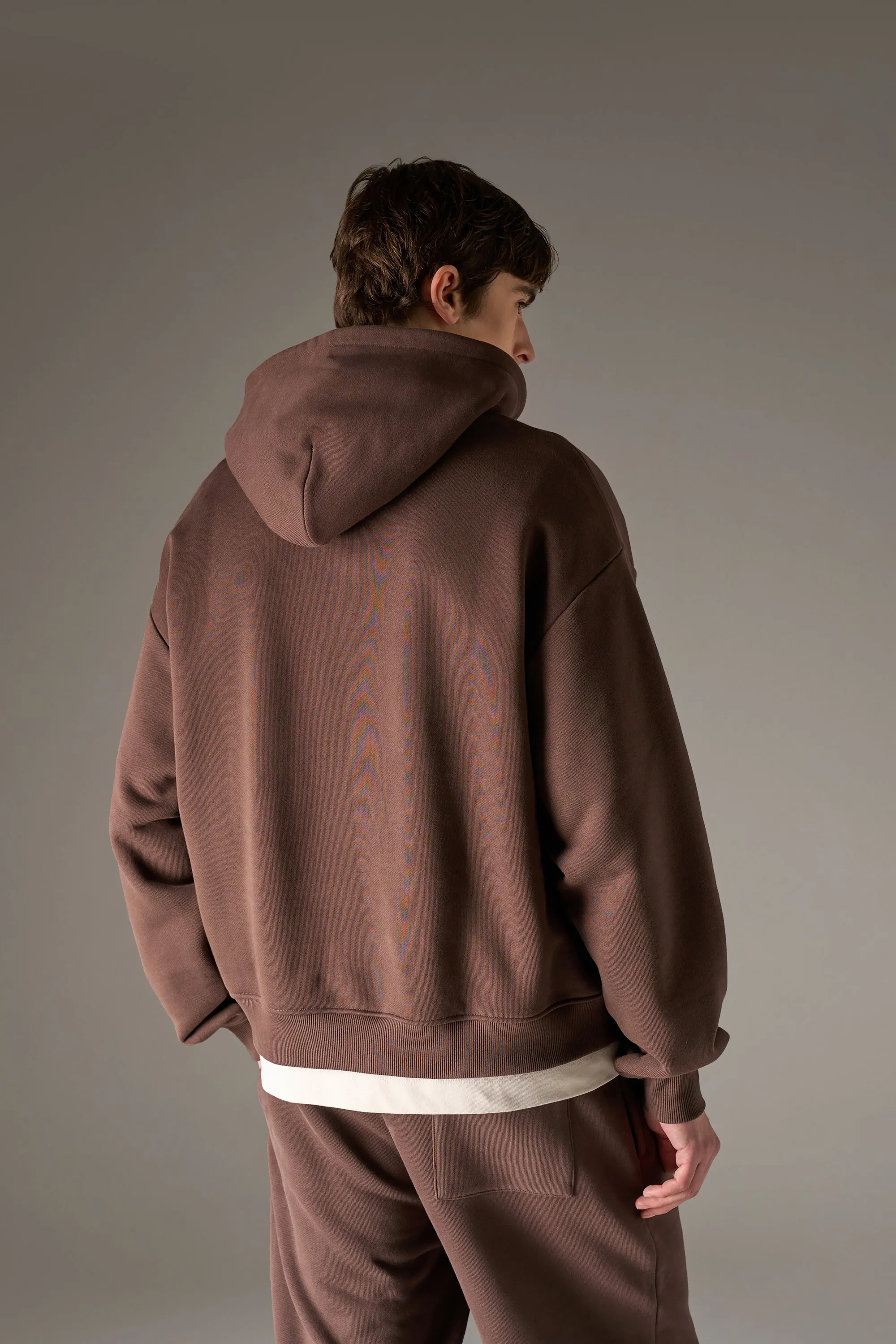 HEAVYWEIGHT MONOGRAM APPLIQUE EMBLEM HOODIE - BROWN sold by The Couture Club product image thumbnail 5