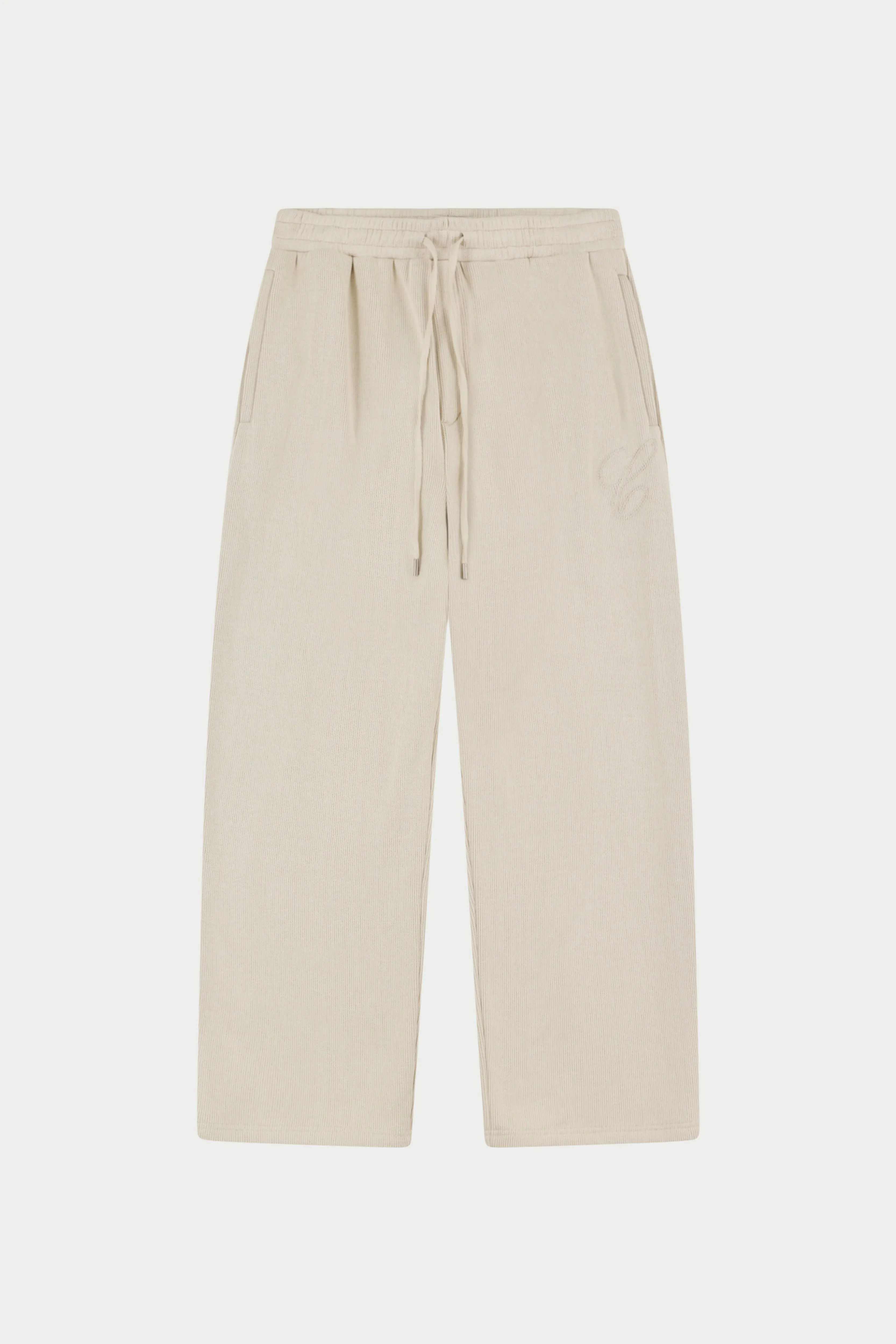 KNIT CONTRAST DRAWCORDS RELAXED JOGGERS - BEIGE sold by The Couture Club