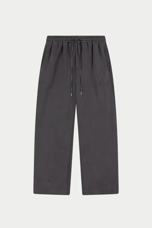 KNIT CONTRAST DRAWCORDS RELAXED JOGGERS - CHARCOAL sold by The Couture Club