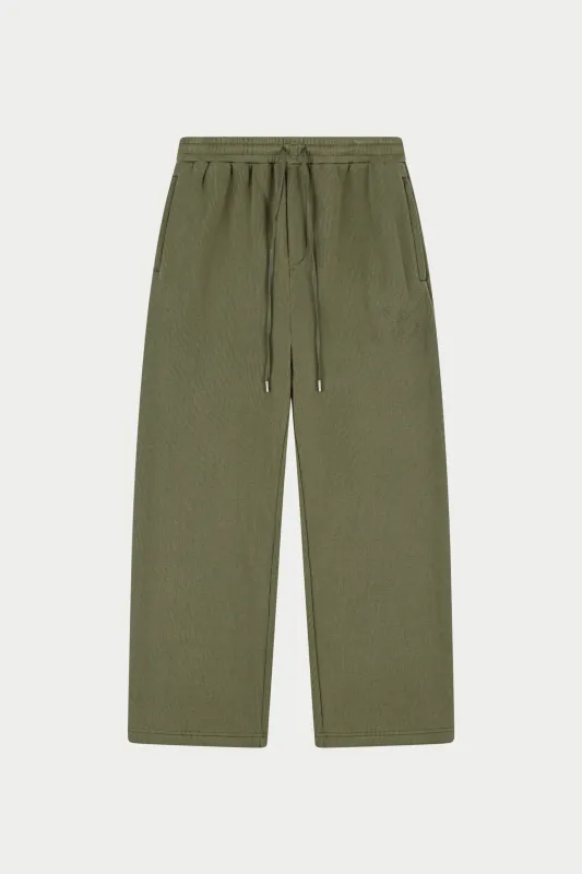 KNIT CONTRAST DRAWCORDS RELAXED JOGGERS - KHAKI sold by The Couture Club