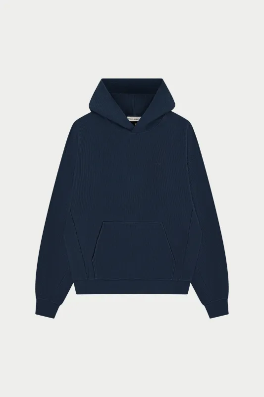 HEAVYWEIGHT WASHED RIBBED HOODIE - NAVY sold by The Couture Club