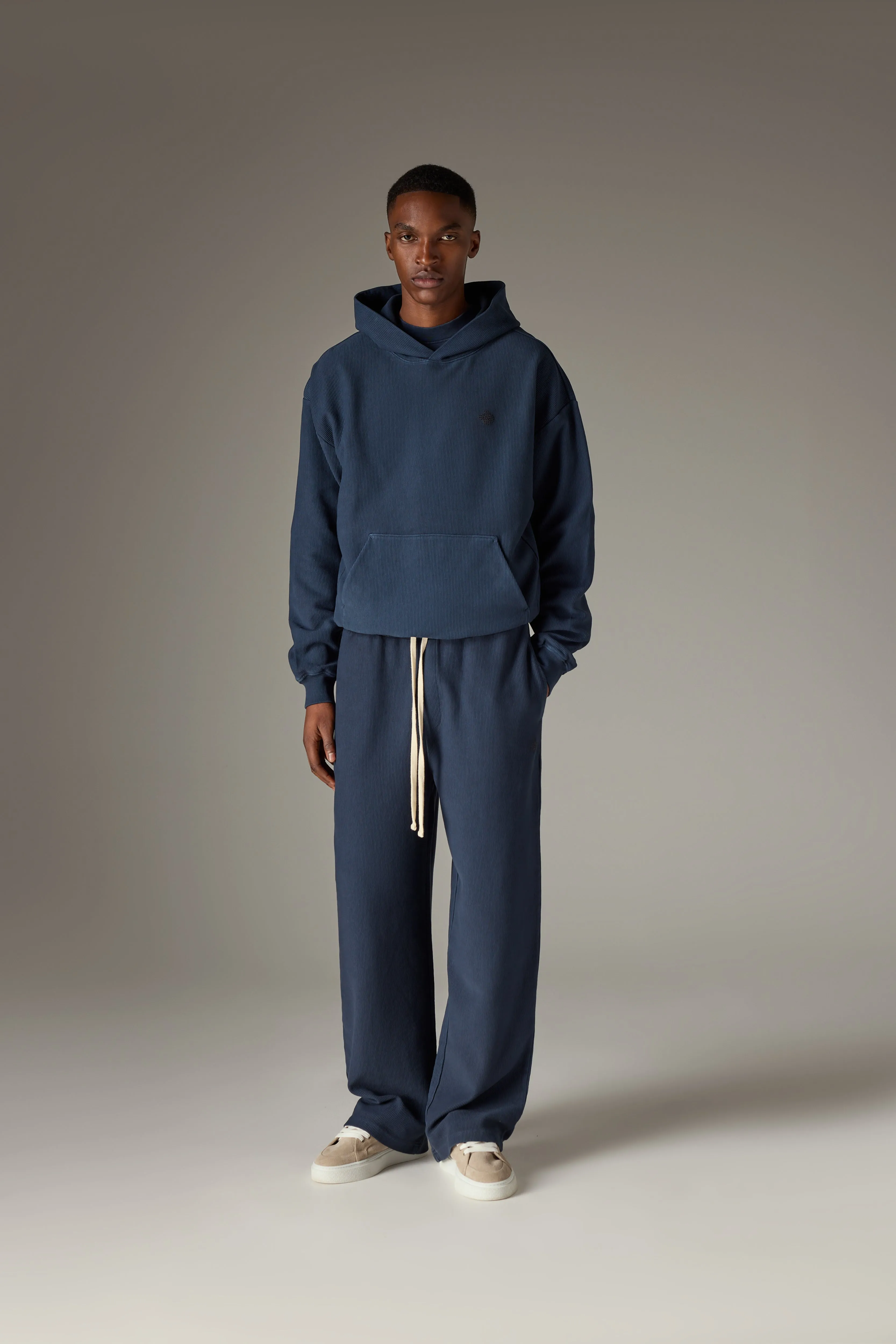 HEAVYWEIGHT WASHED RIBBED HOODIE - NAVY sold by The Couture Club product image thumbnail 3