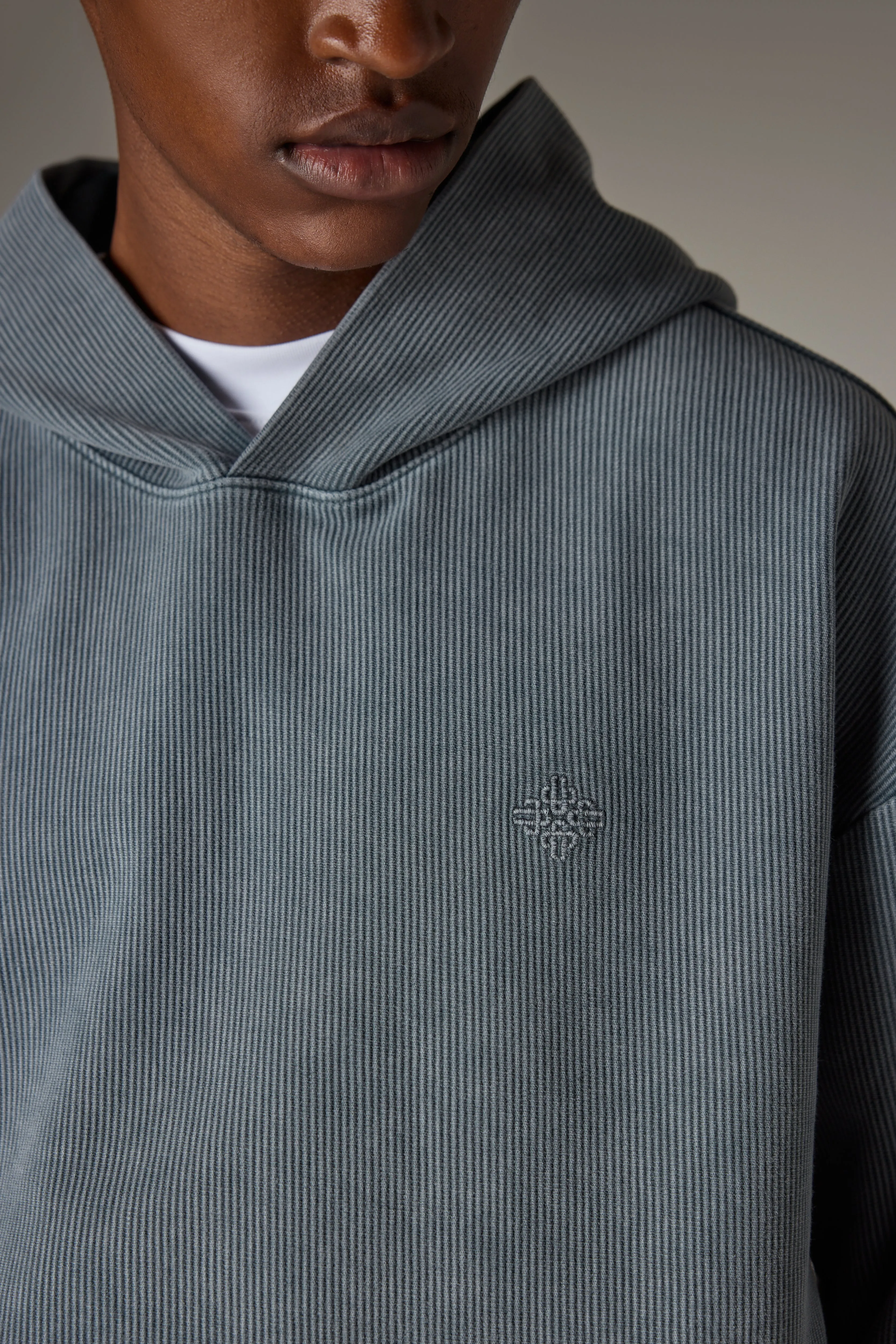 HEAVYWEIGHT WASHED RIBBED HOODIE - GREY sold by The Couture Club product image thumbnail 4