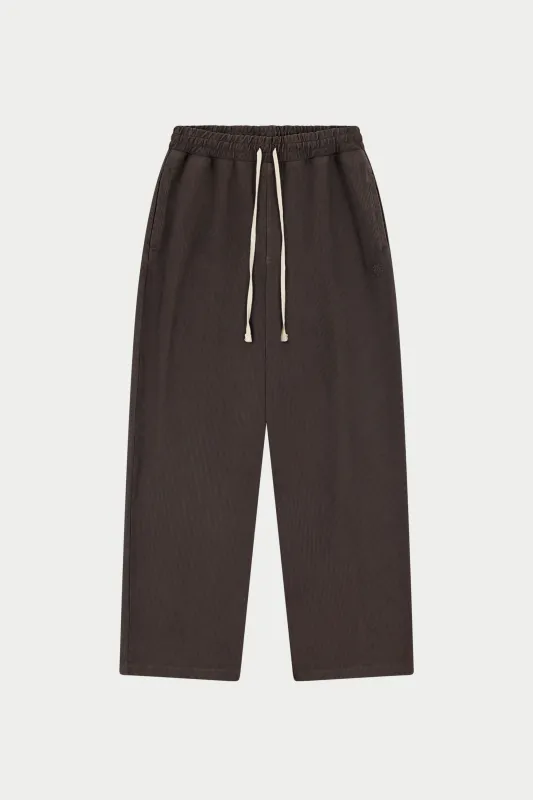 HEAVYWEIGHT WASHED RIBBED JERSEY JOGGERS - BROWN sold by The Couture Club
