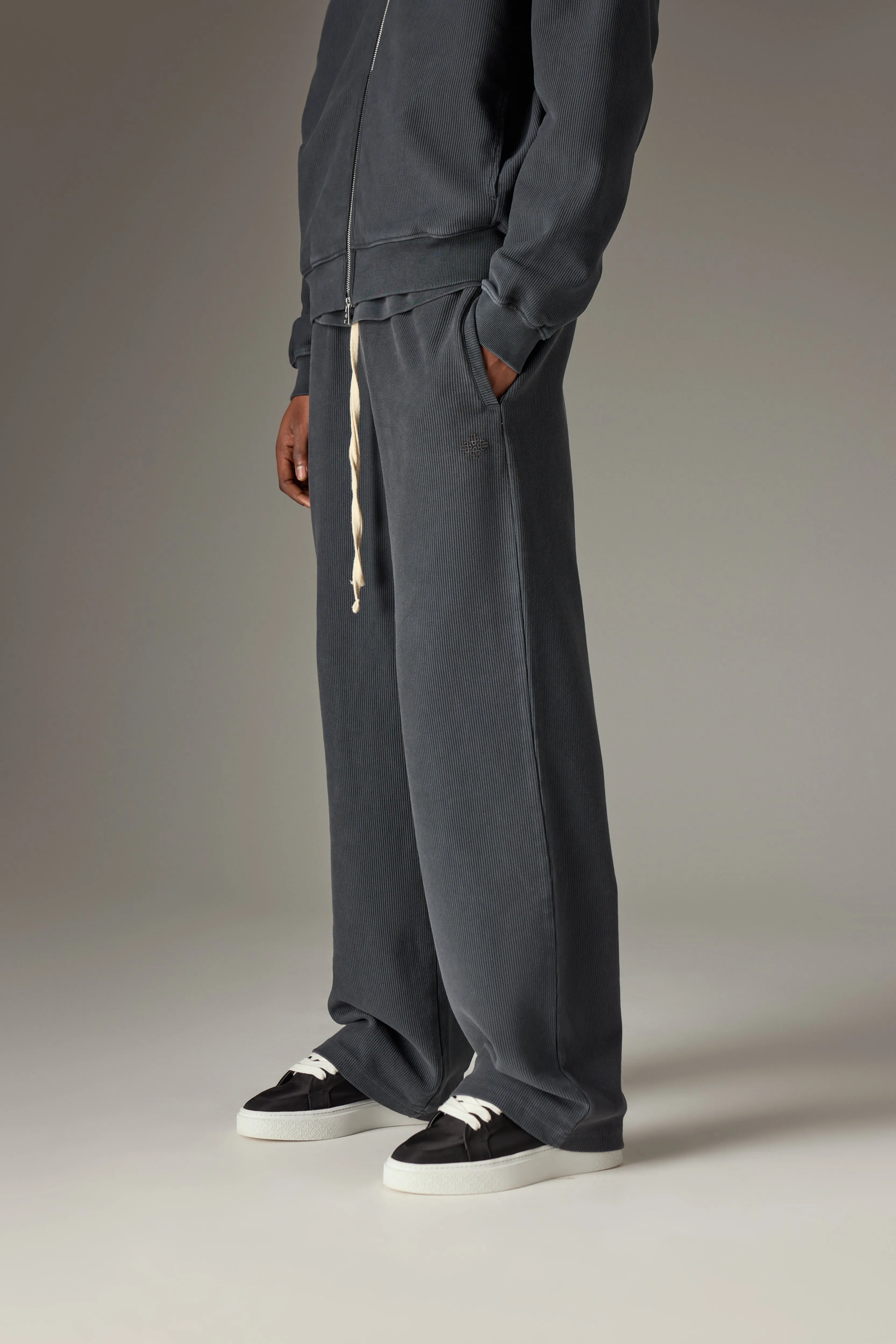 HEAVYWEIGHT WASHED RIBBED JERSEY JOGGERS - WASHED BLACK sold by The Couture Club product image thumbnail 2