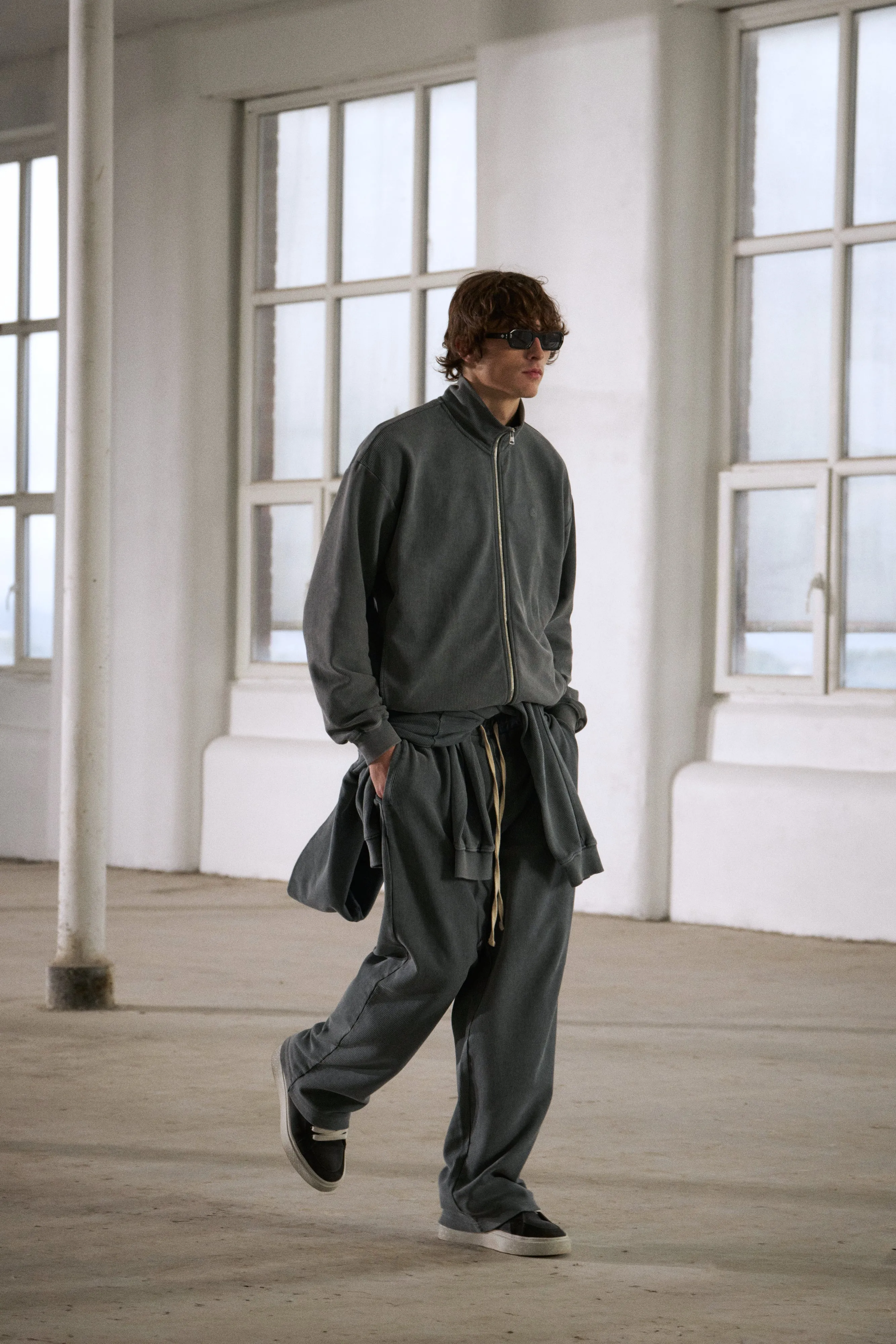 HEAVYWEIGHT WASHED RIBBED JERSEY JOGGERS - GREY sold by The Couture Club product image thumbnail 2