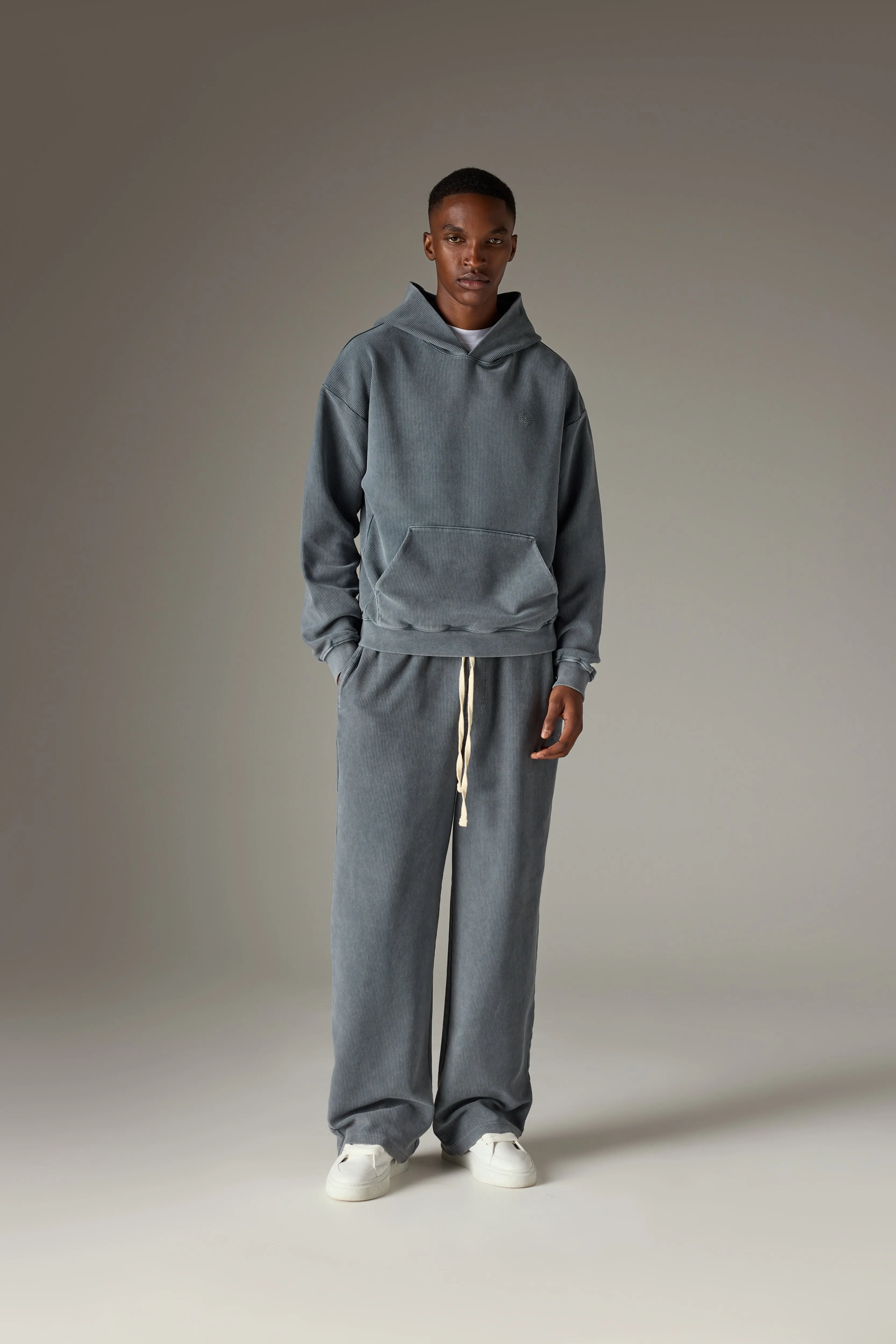 HEAVYWEIGHT WASHED RIBBED JERSEY JOGGERS - GREY sold by The Couture Club product image thumbnail 4
