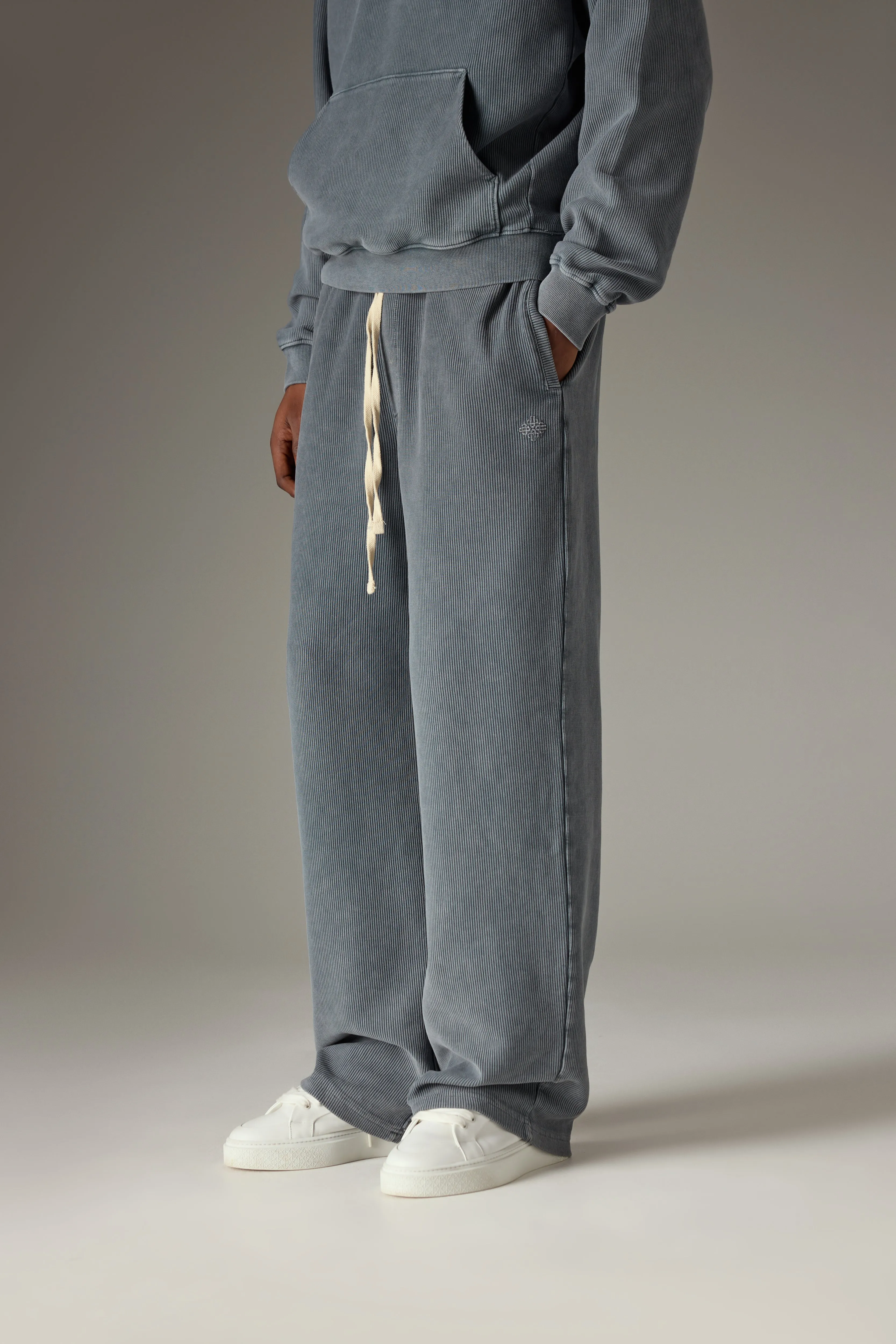 HEAVYWEIGHT WASHED RIBBED JERSEY JOGGERS - GREY sold by The Couture Club product image thumbnail 3