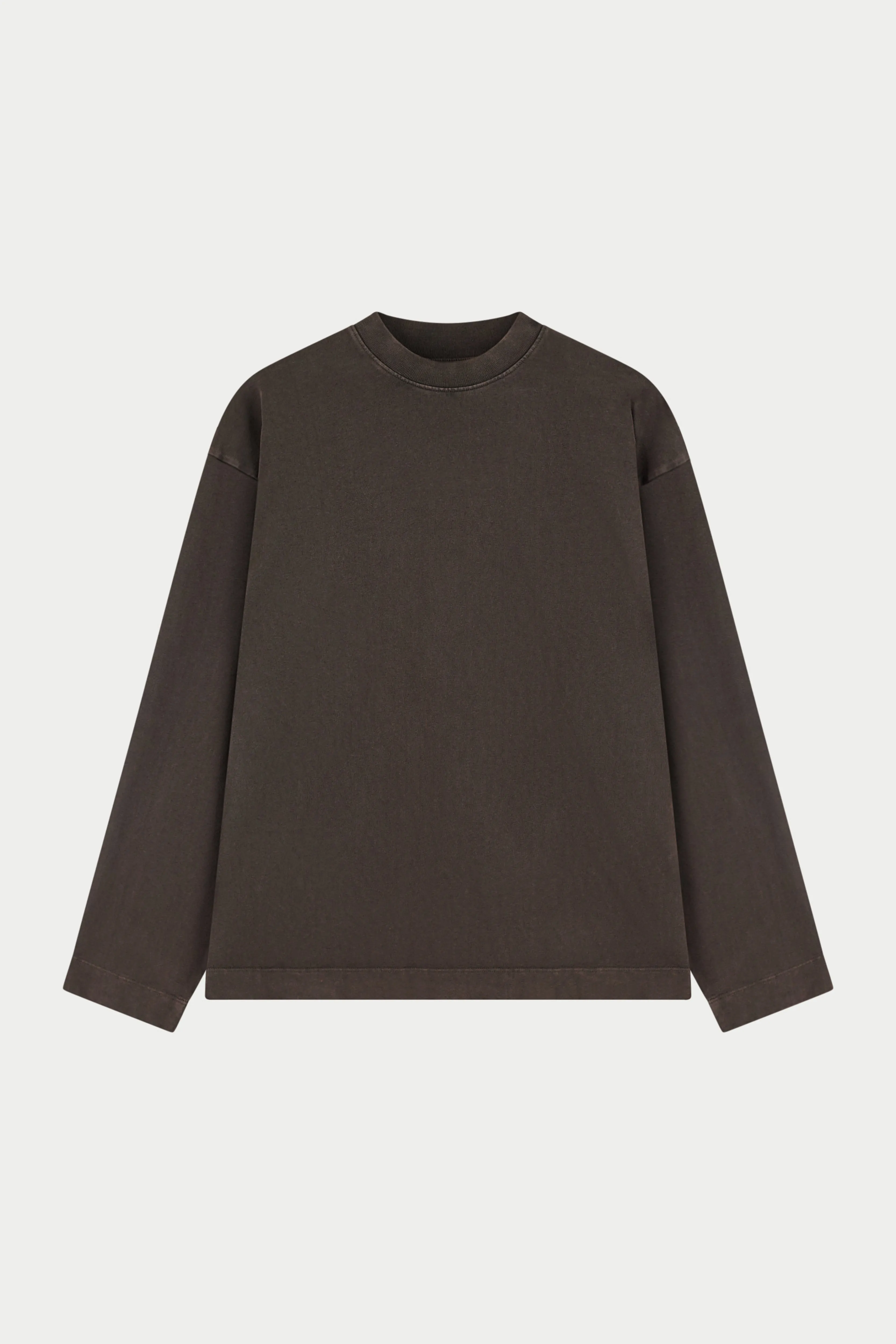 WASHED LONG SLEEVE T-SHIRT - BROWN sold by The Couture Club