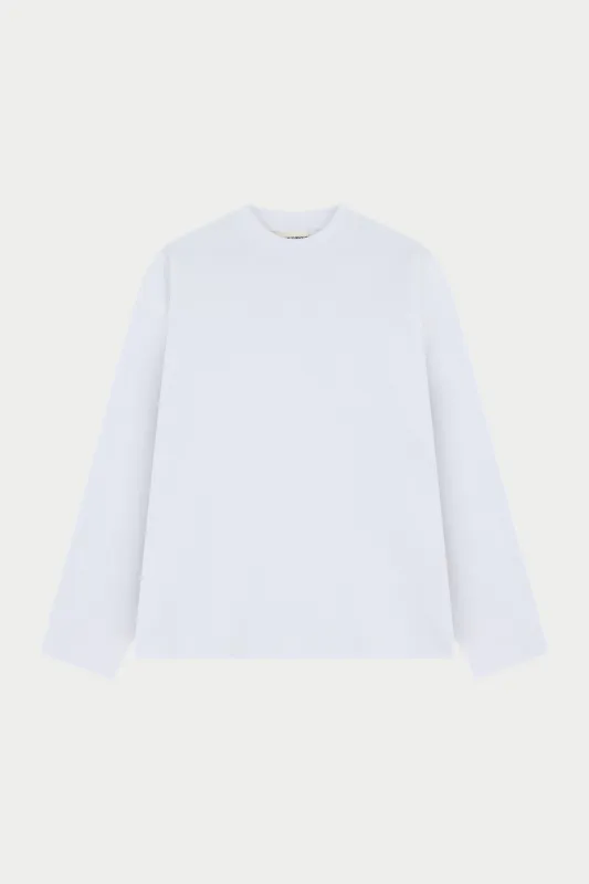 WASHED LONG SLEEVE T-SHIRT - WHITE sold by The Couture Club