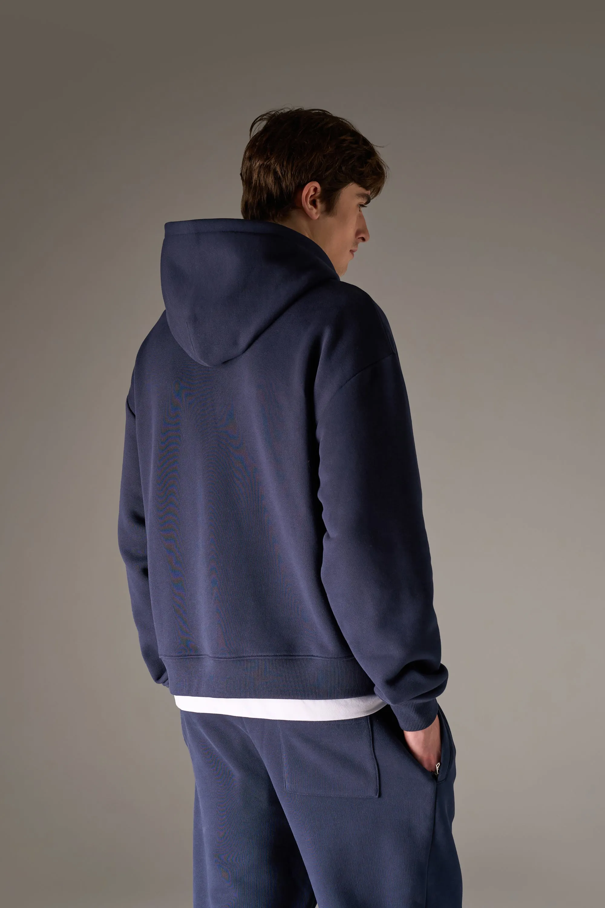 HEAVYWEIGHT MONOGRAM APPLIQUE EMBLEM ZIP THROUGH - NAVY sold by The Couture Club product image thumbnail 5