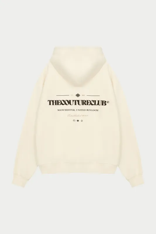 MIXED FONT GRAPHIC HOODIE - OFF WHITE sold by The Couture Club