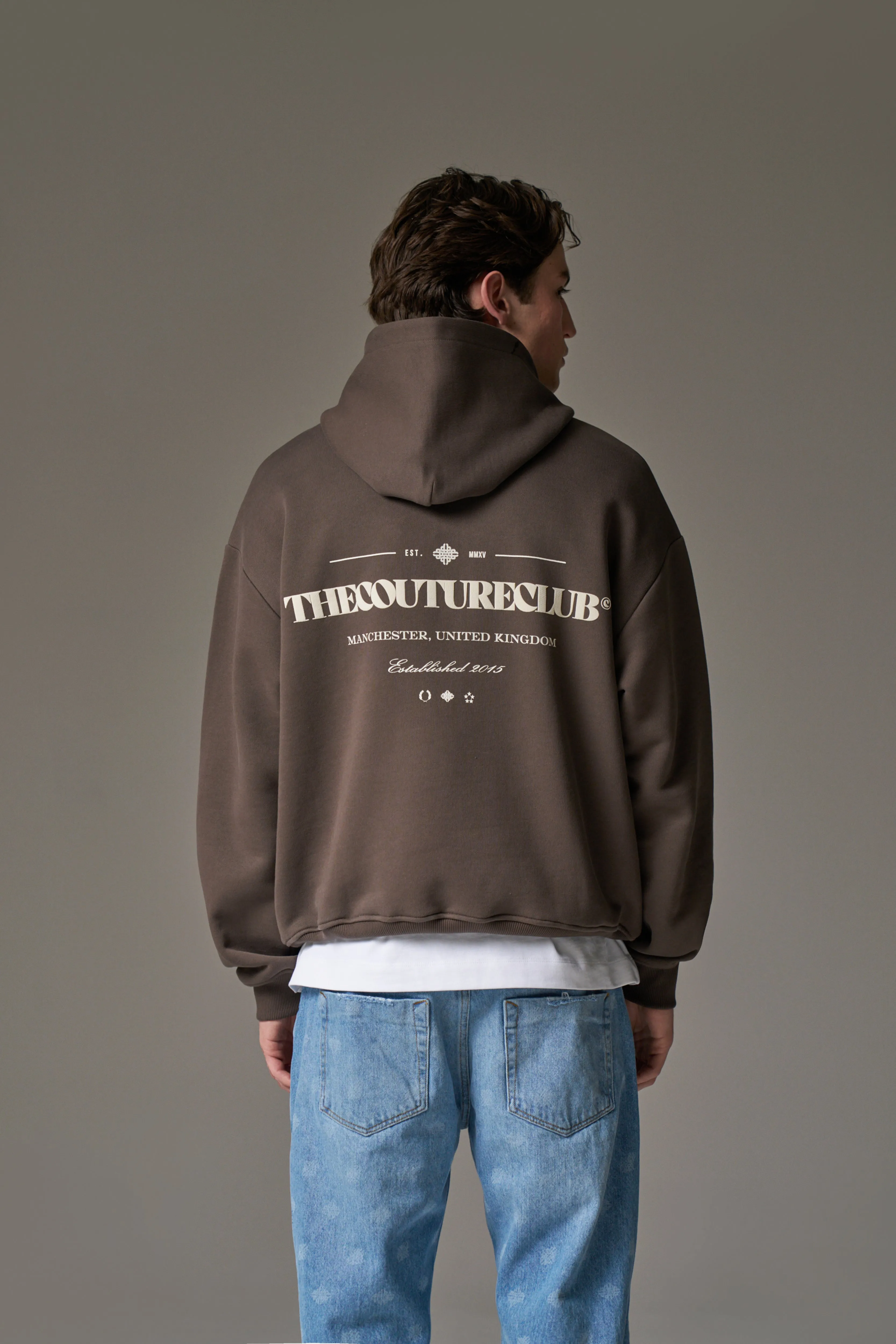 MIXED FONT GRAPHIC HOODIE - BROWN sold by The Couture Club product image thumbnail 4