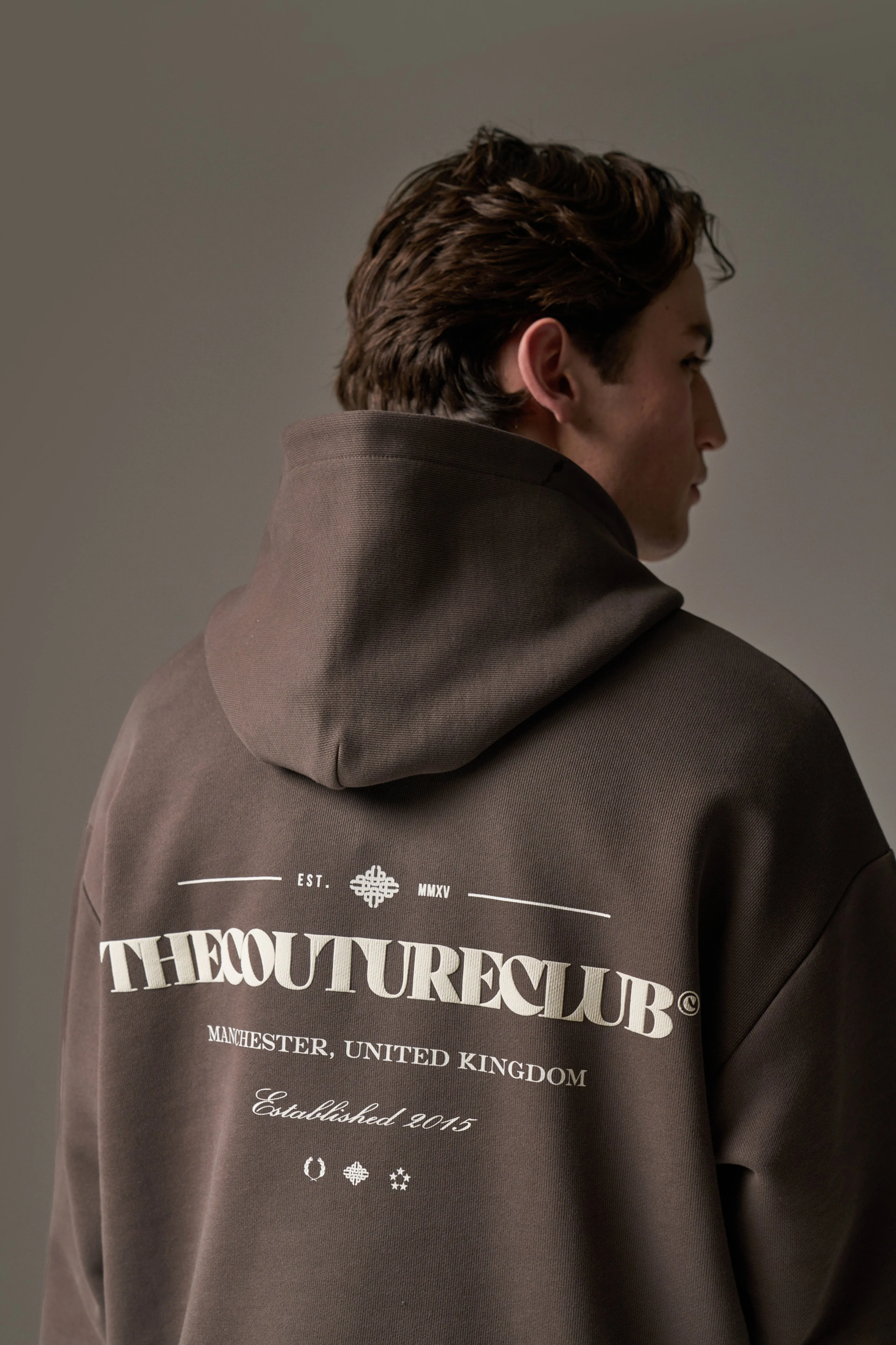MIXED FONT GRAPHIC HOODIE - BROWN sold by The Couture Club product image thumbnail 5